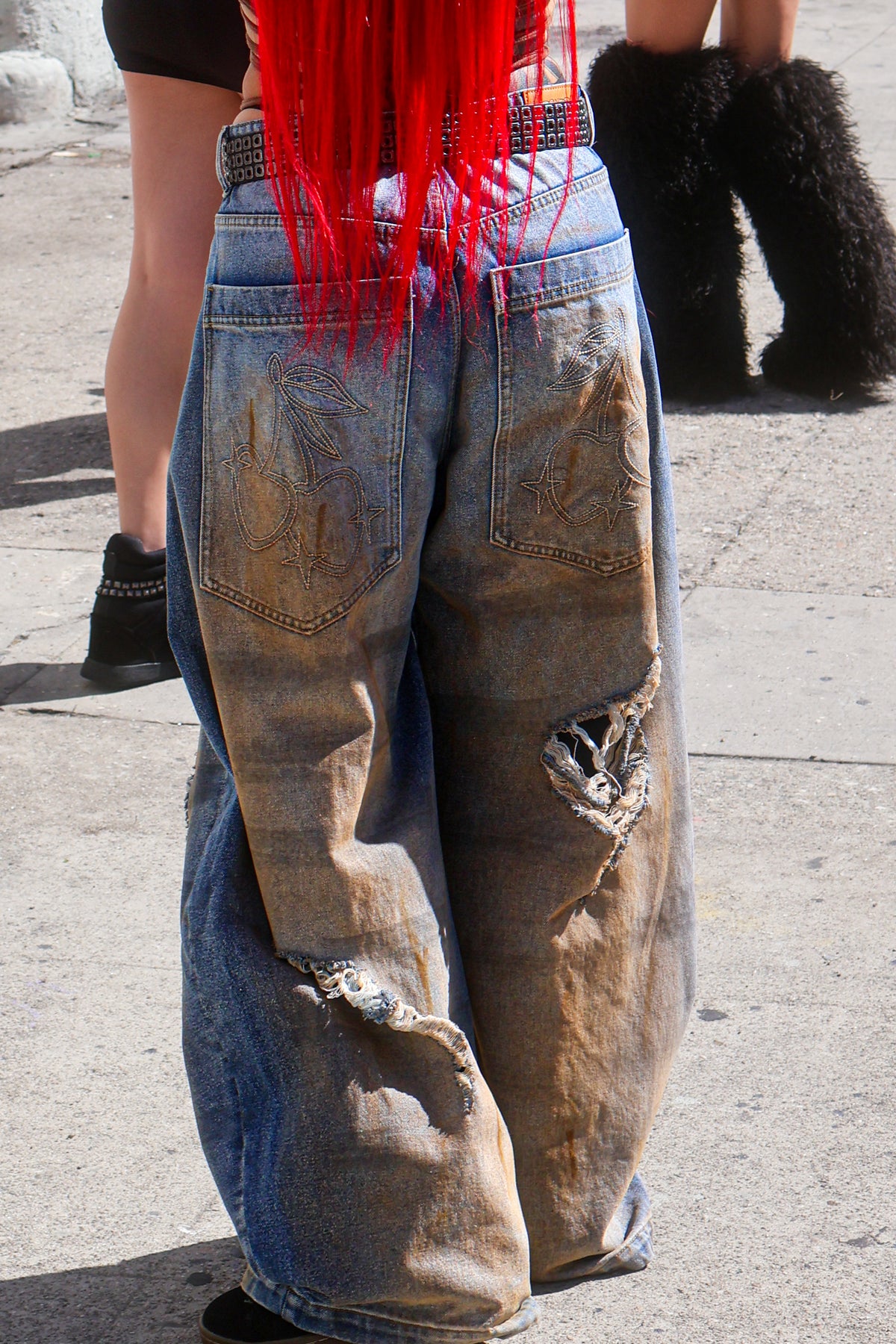 Cherry bottom jeans baggy distressed denim — additional product photo 27 of 27