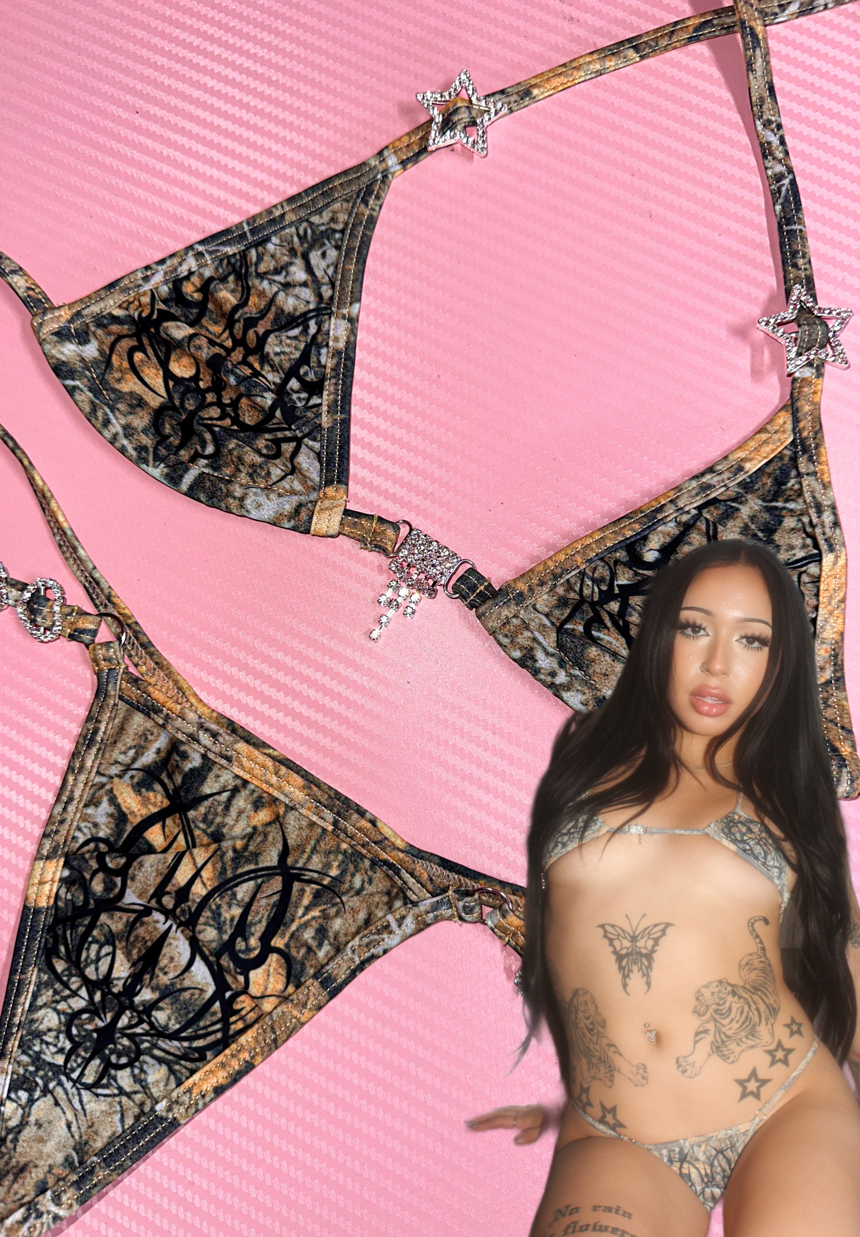 tree camo tribal sparkle microkini