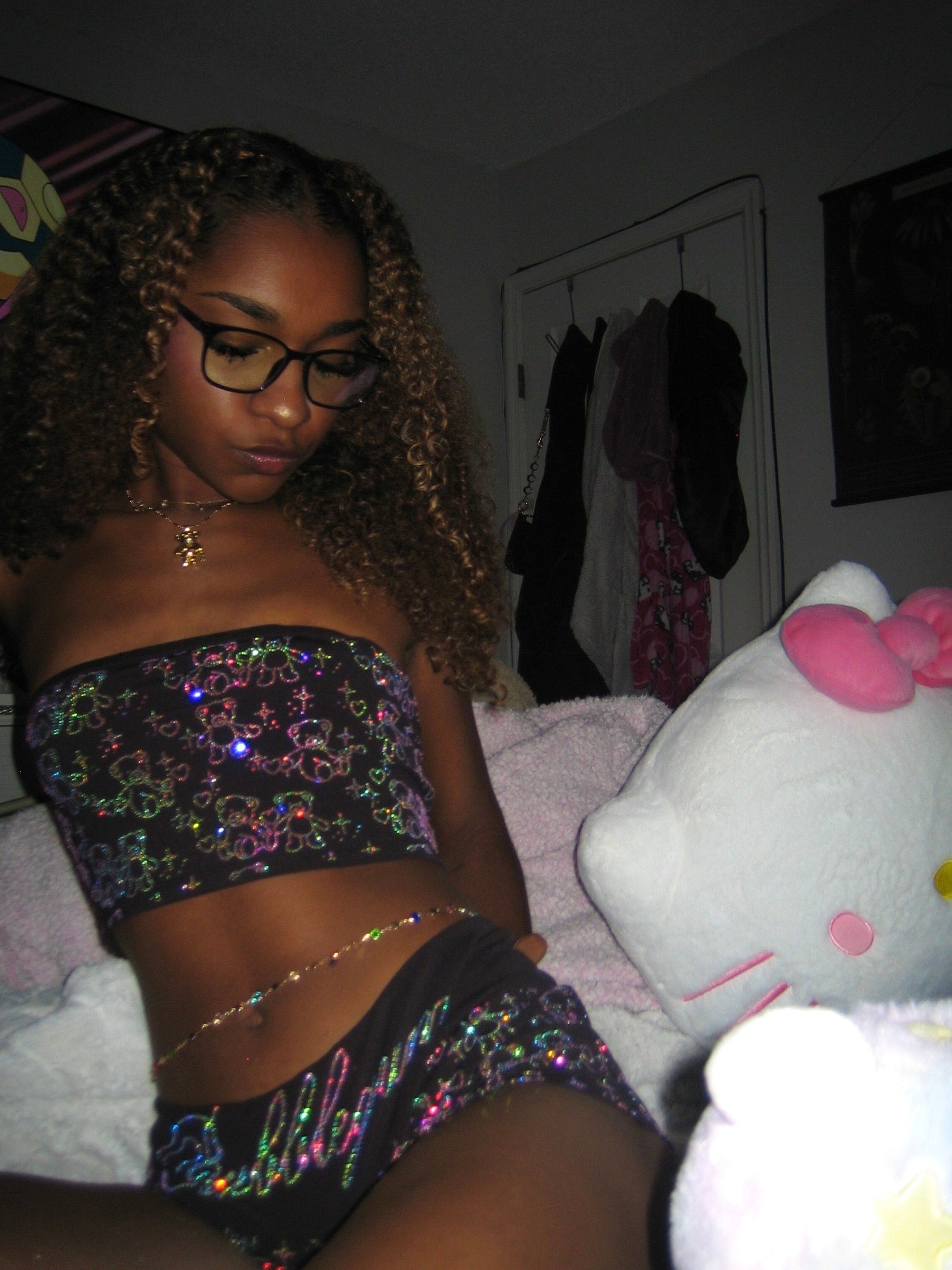 Teddy bear rhinestone micro shorts