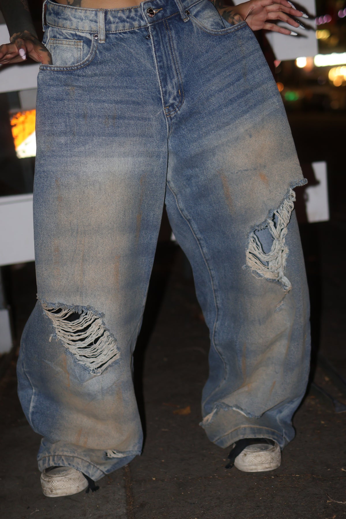 Cherry bottom jeans baggy distressed denim — additional product photo 21 of 27