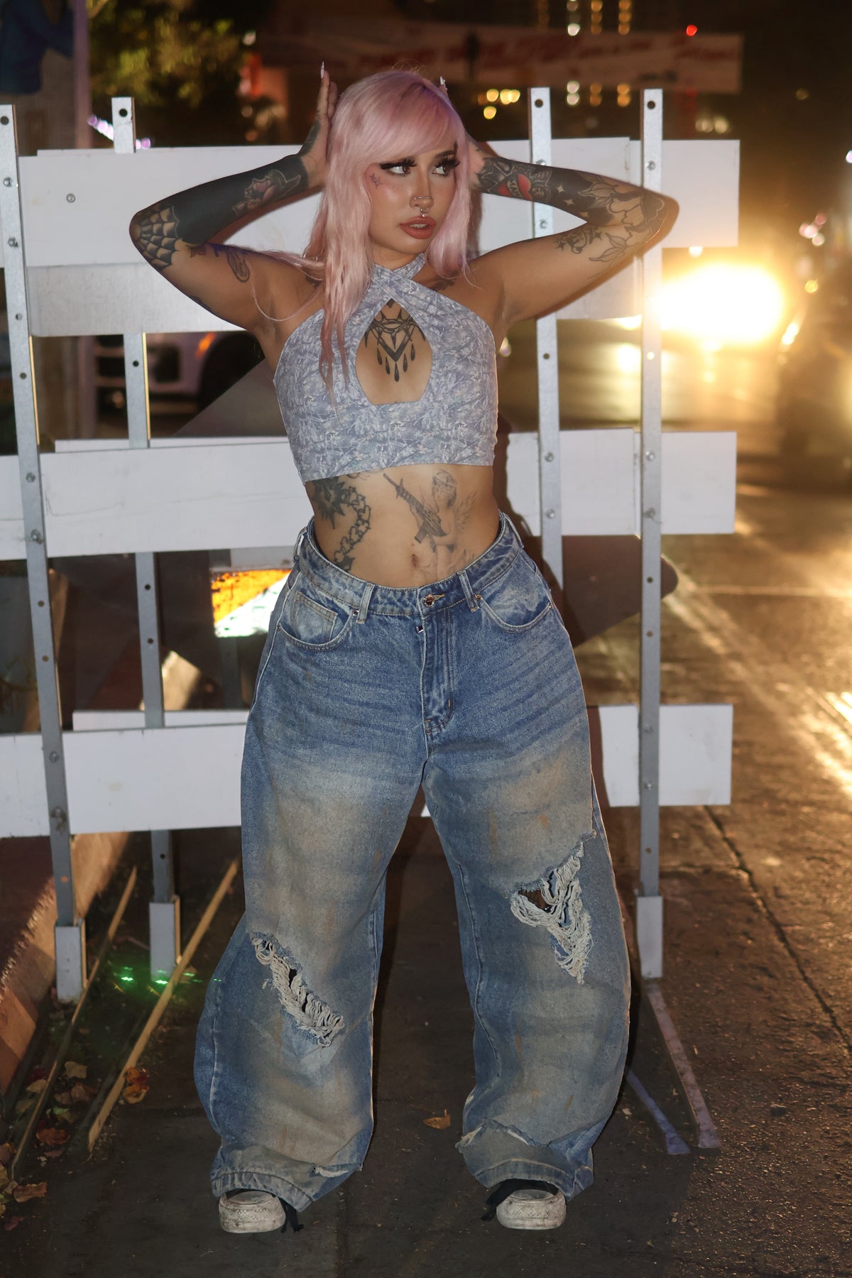 Cherry bottom jeans baggy distressed denim — additional product photo 18 of 27