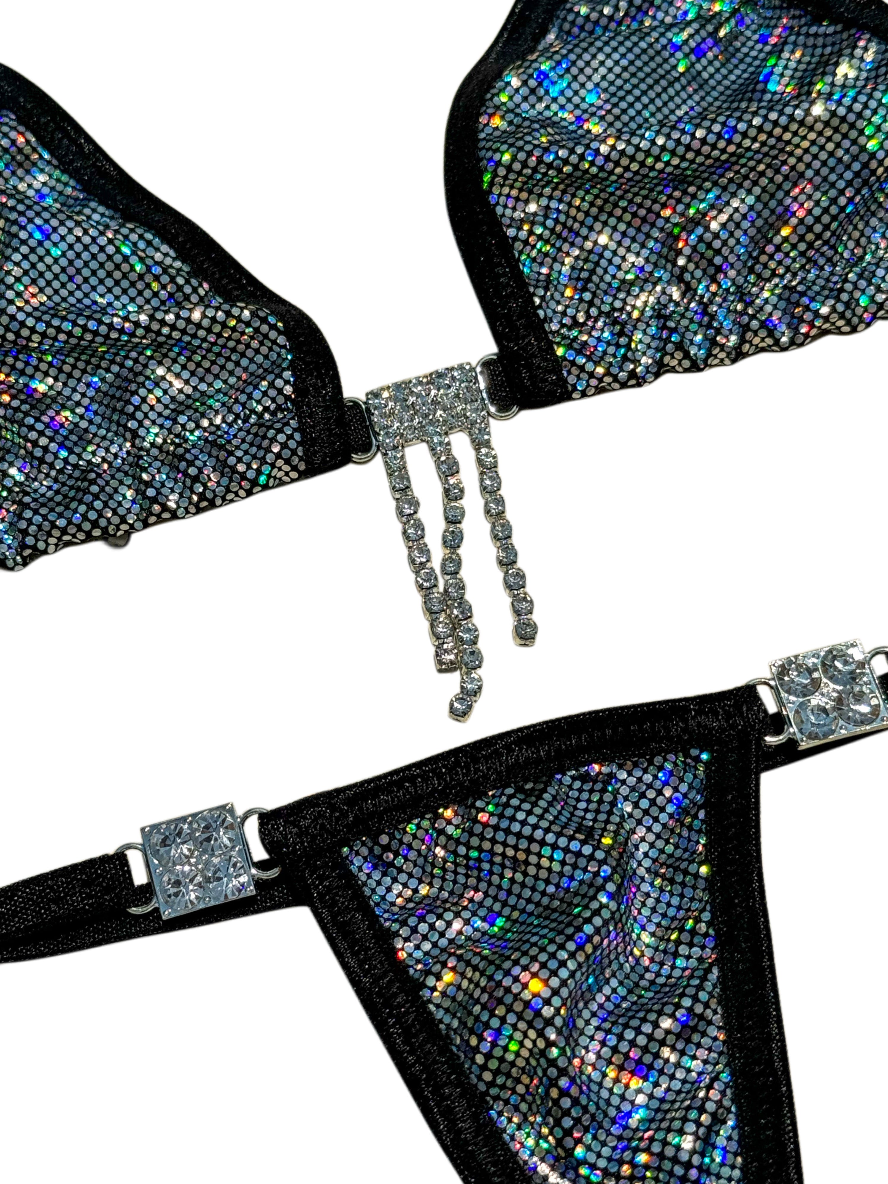 Black shattered sparkle microkini