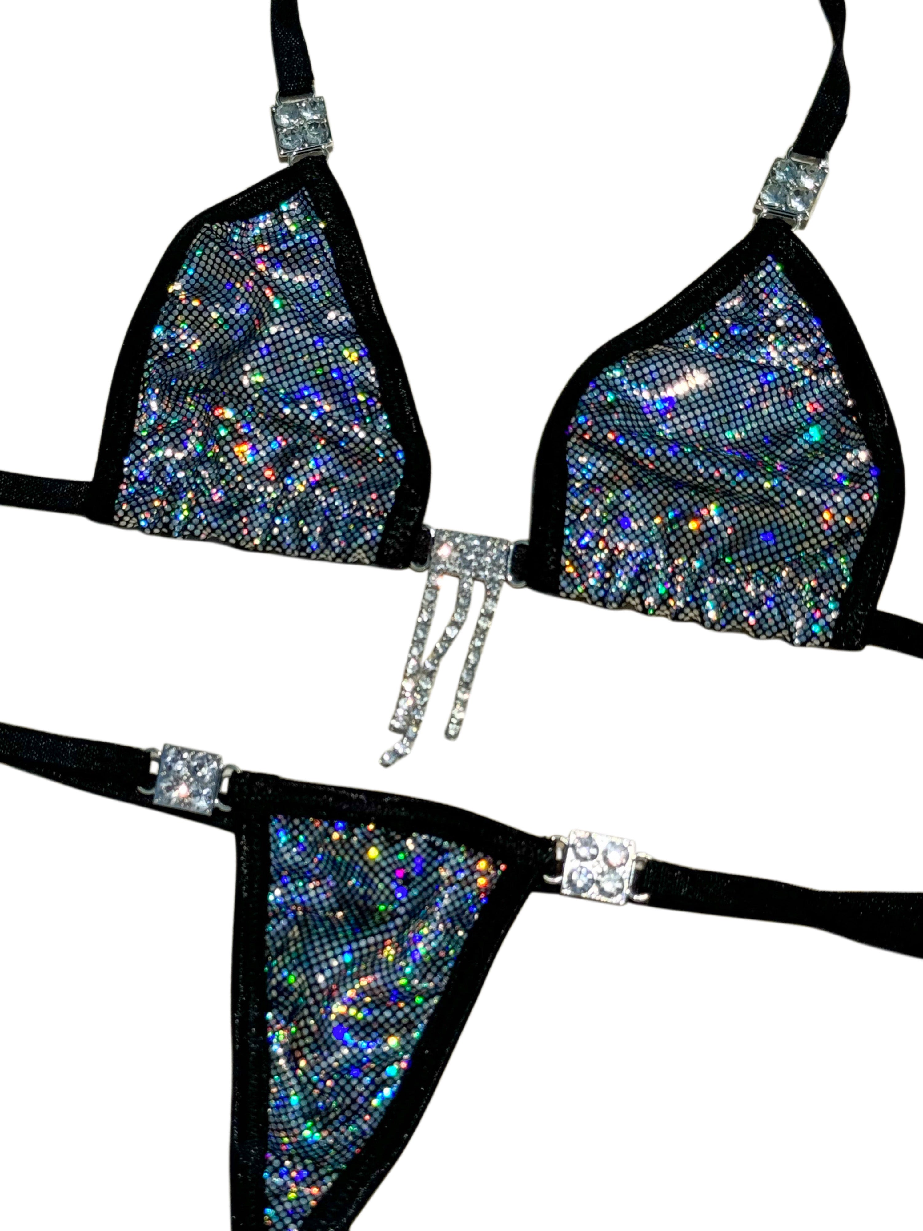Black shattered sparkle microkini