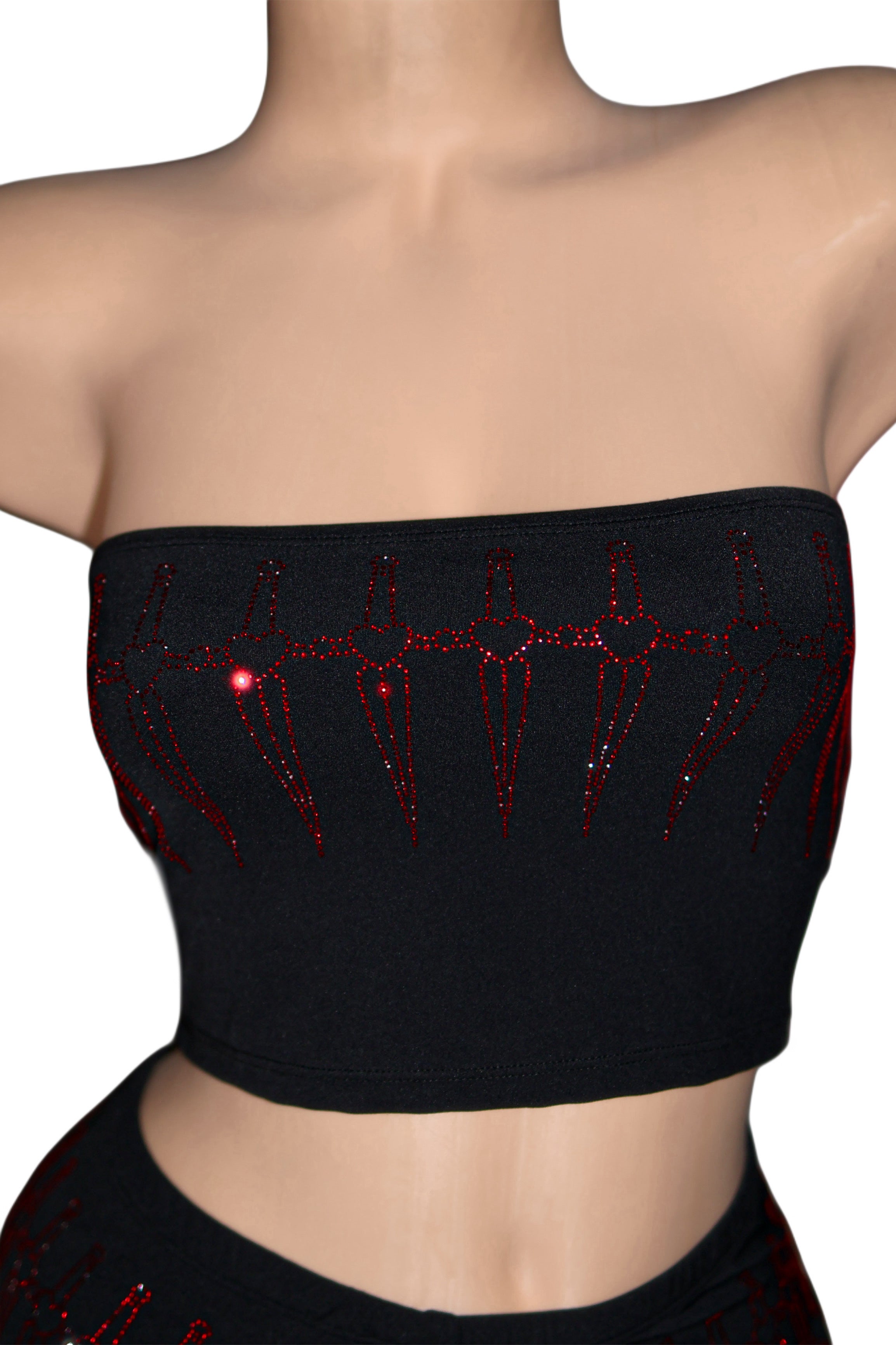 Fatal love dagger rhinestone tube top