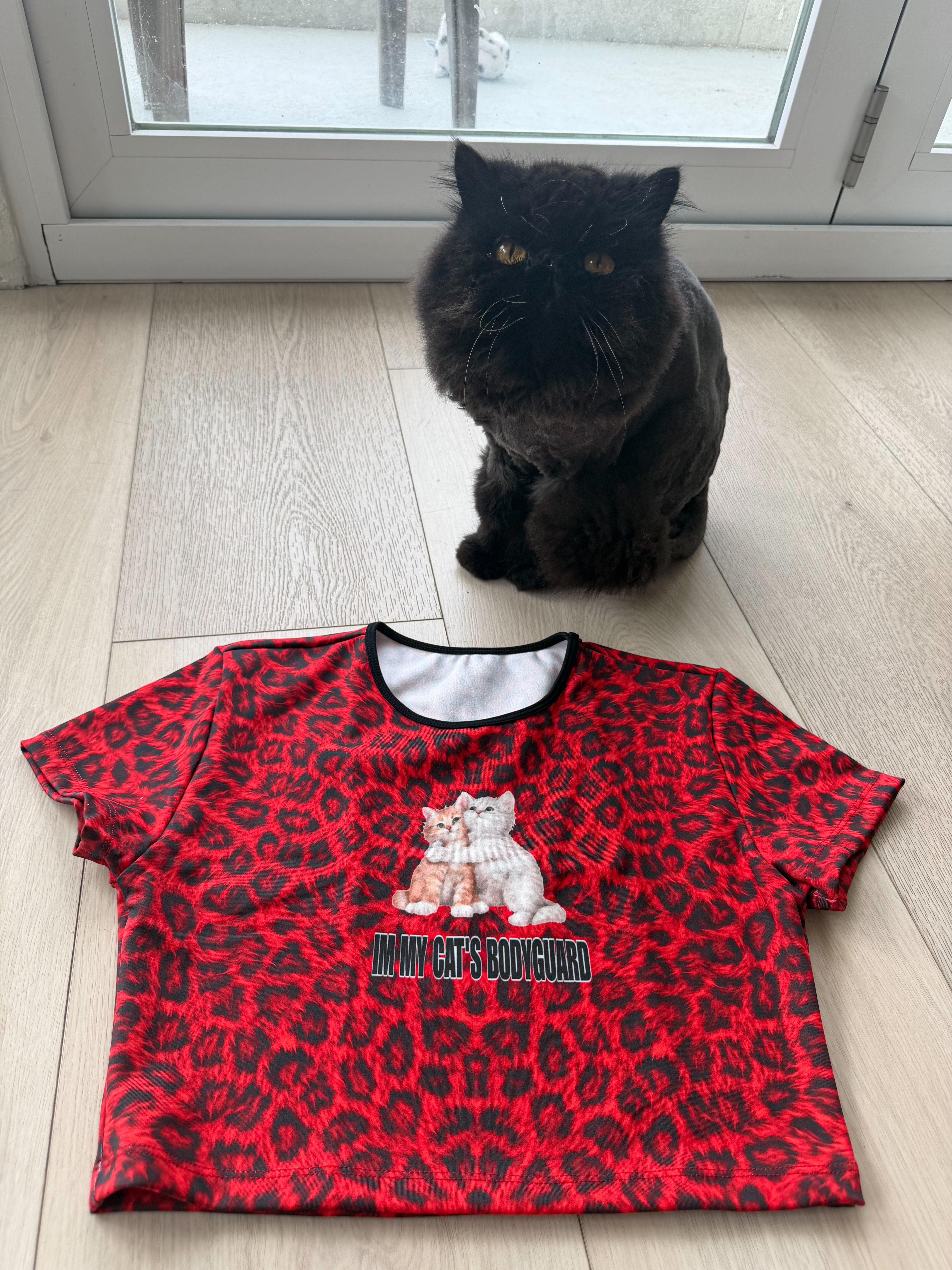 My cats bodyguard crop top