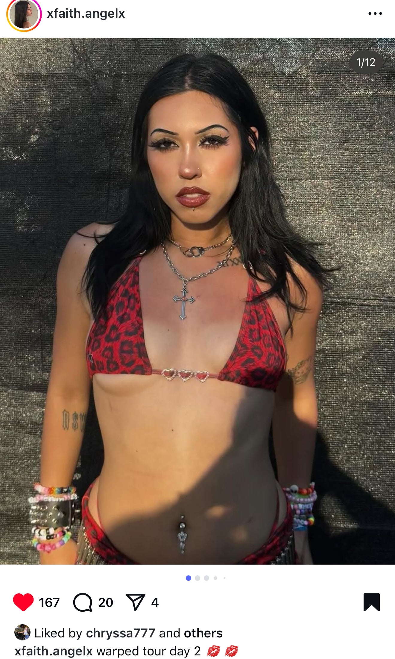 Red leopard low rise shorts bikini set rhinestone hearts