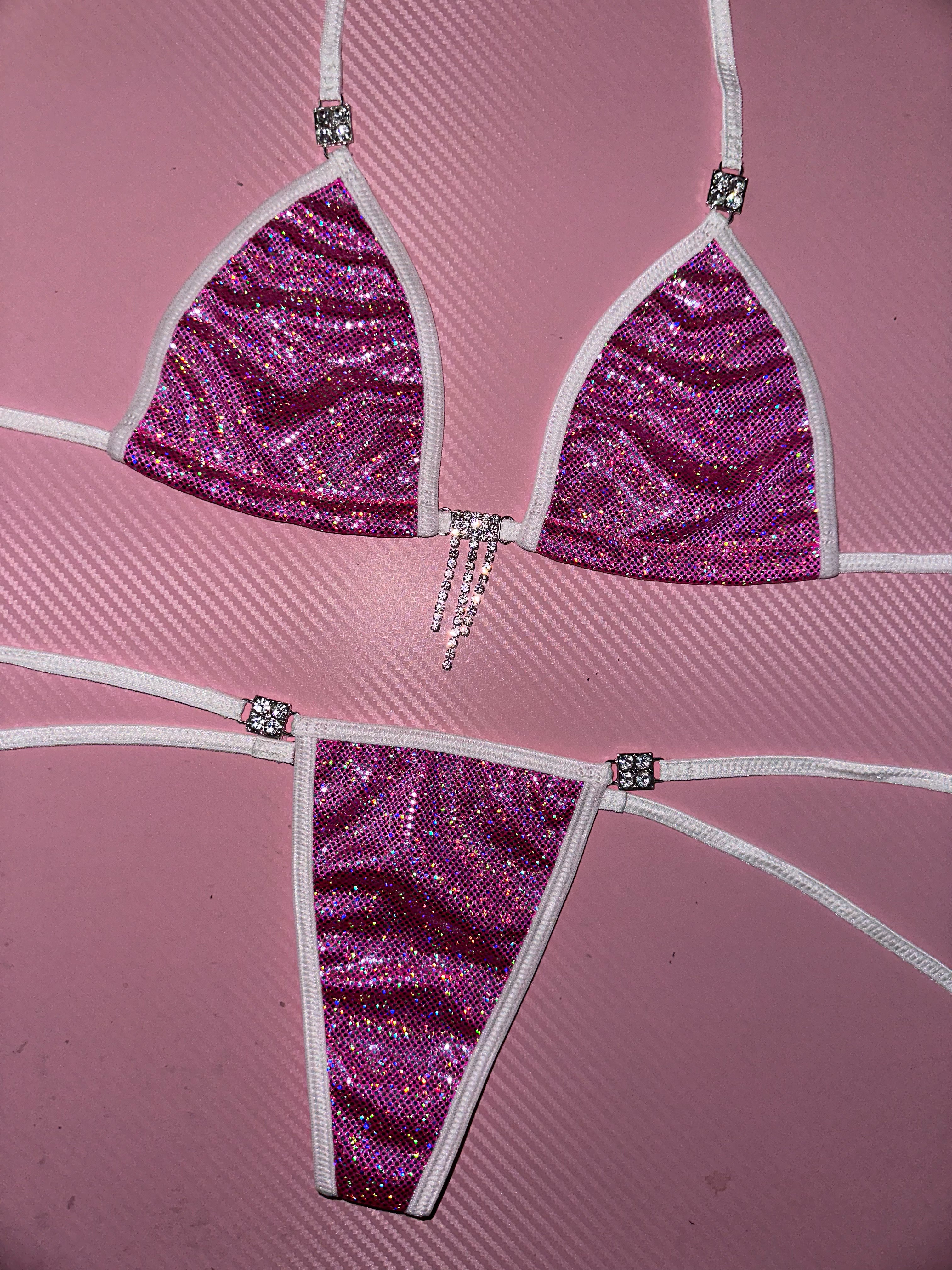 Pink holographic sparkle bikini