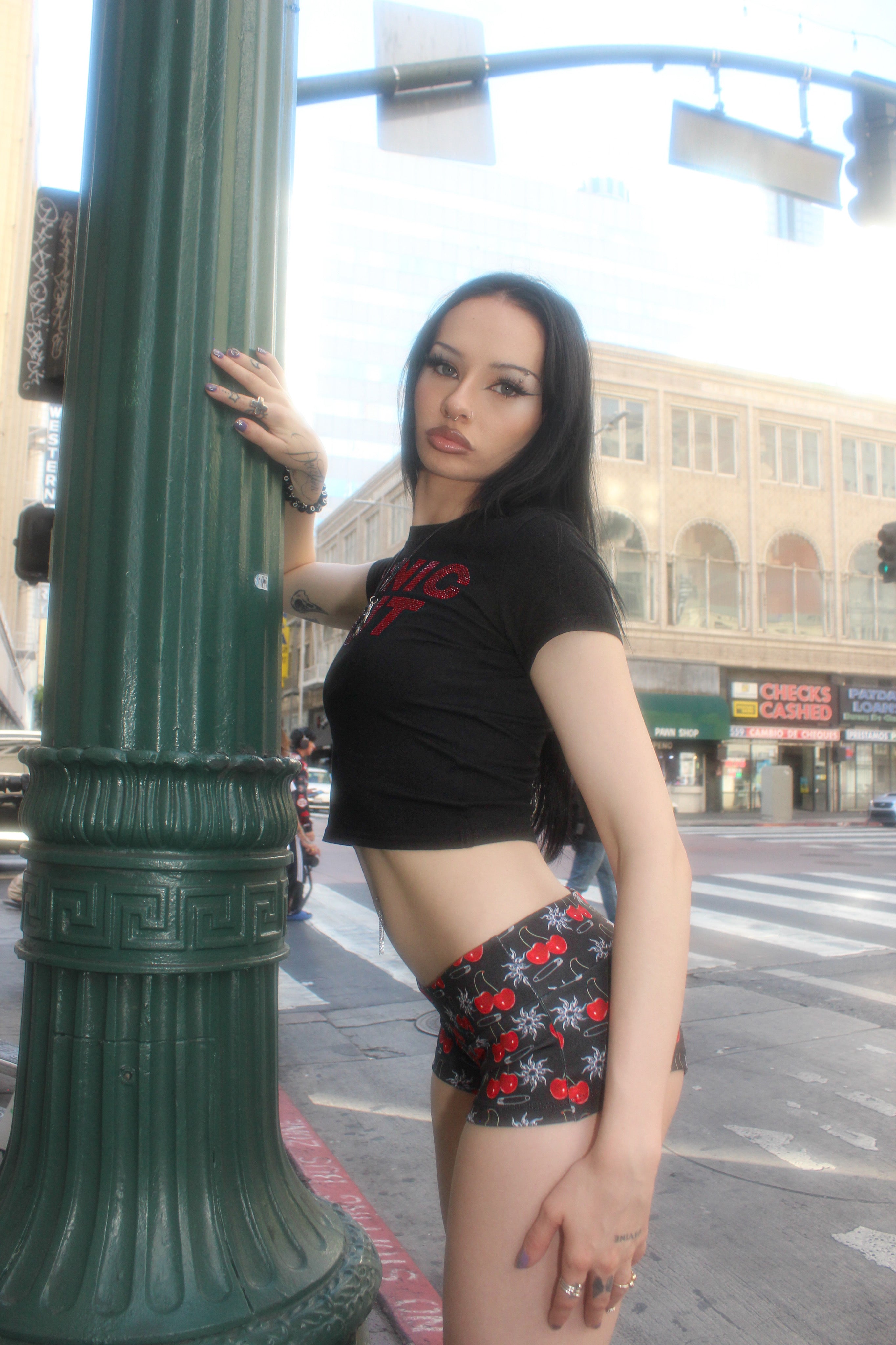 Cherry tribal micro shorts hotpants streetwear