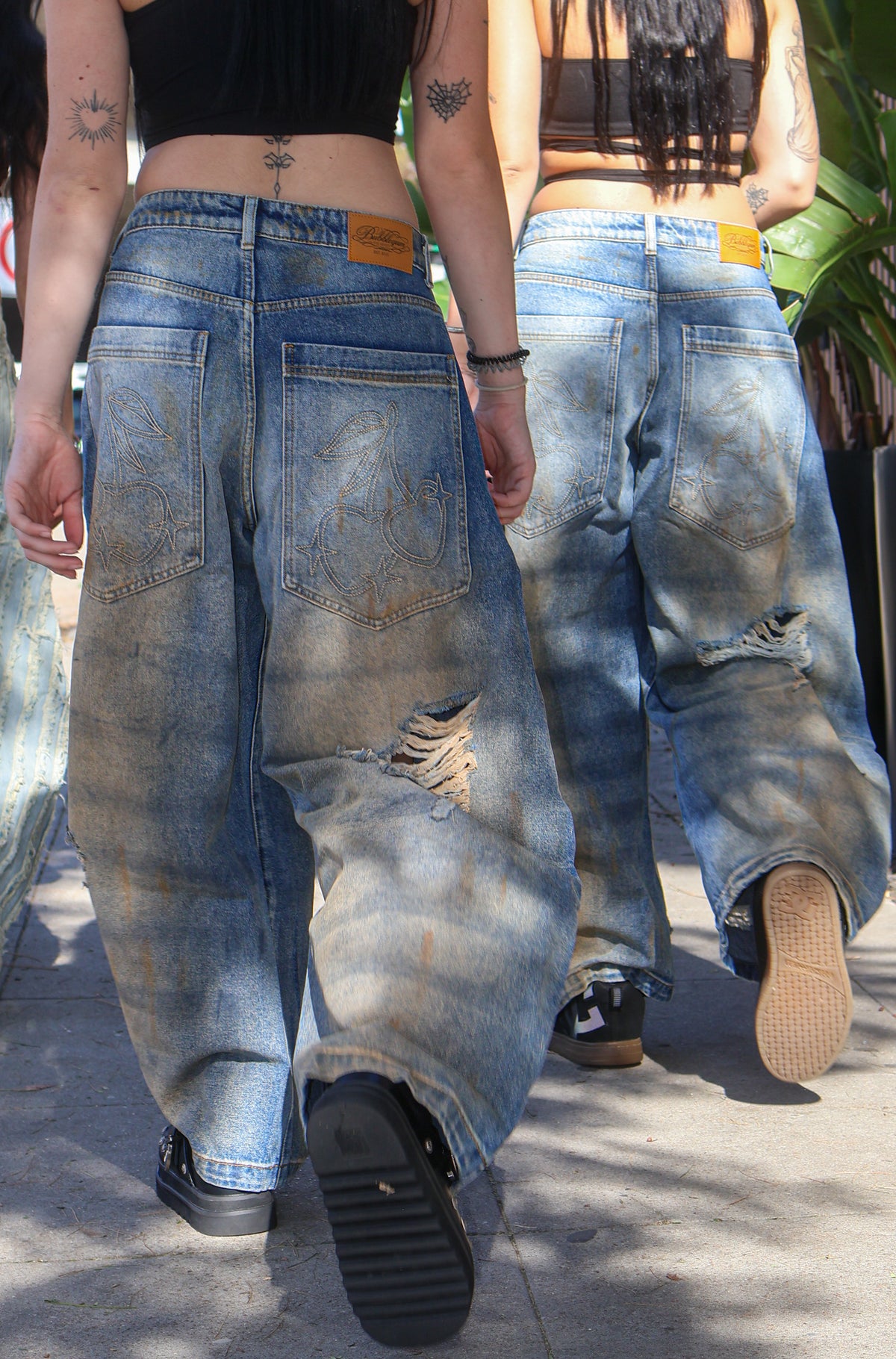 Cherry bottom jeans baggy distressed denim