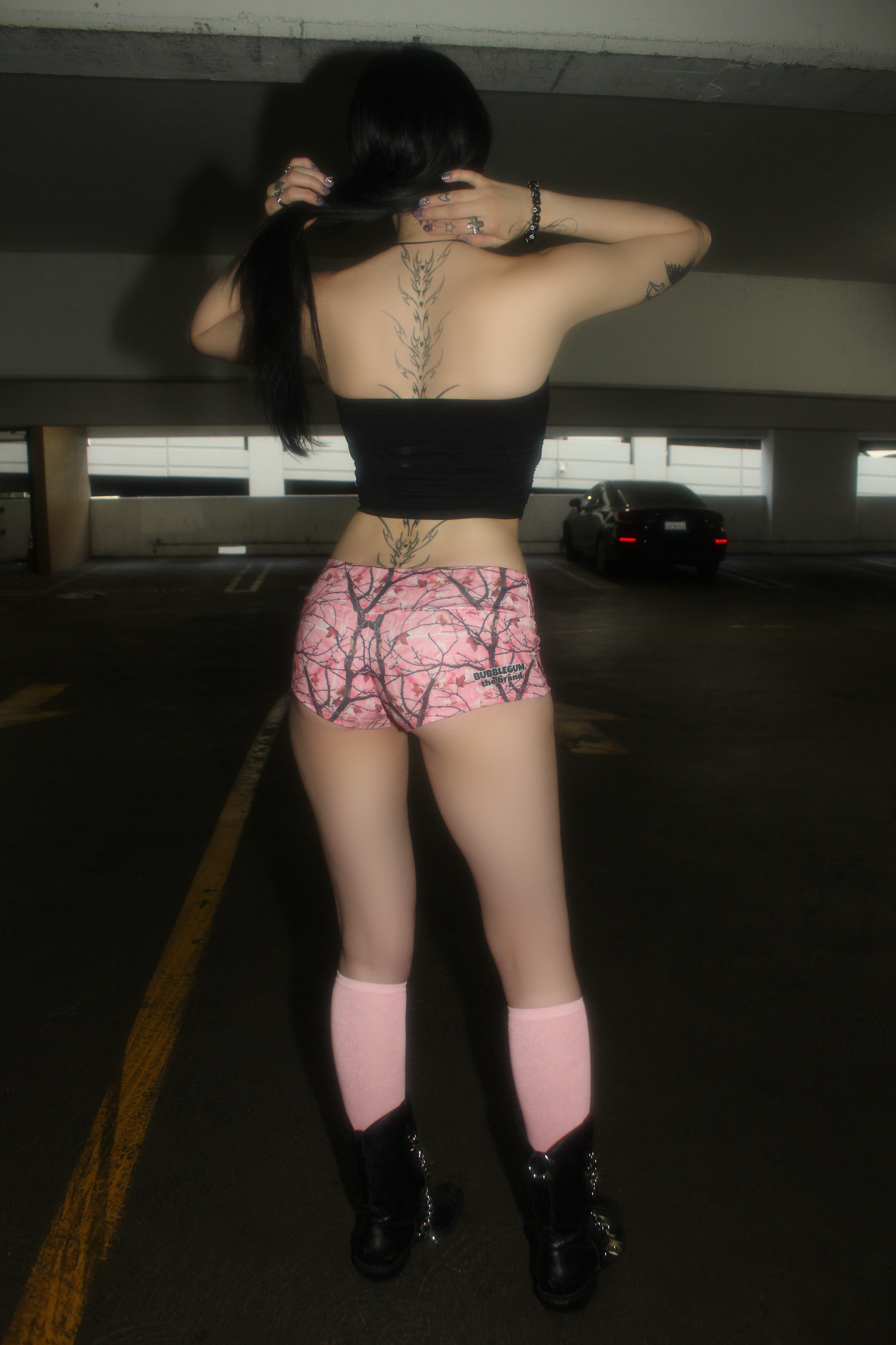 pink tree camo micro shorts hotpants streetwear