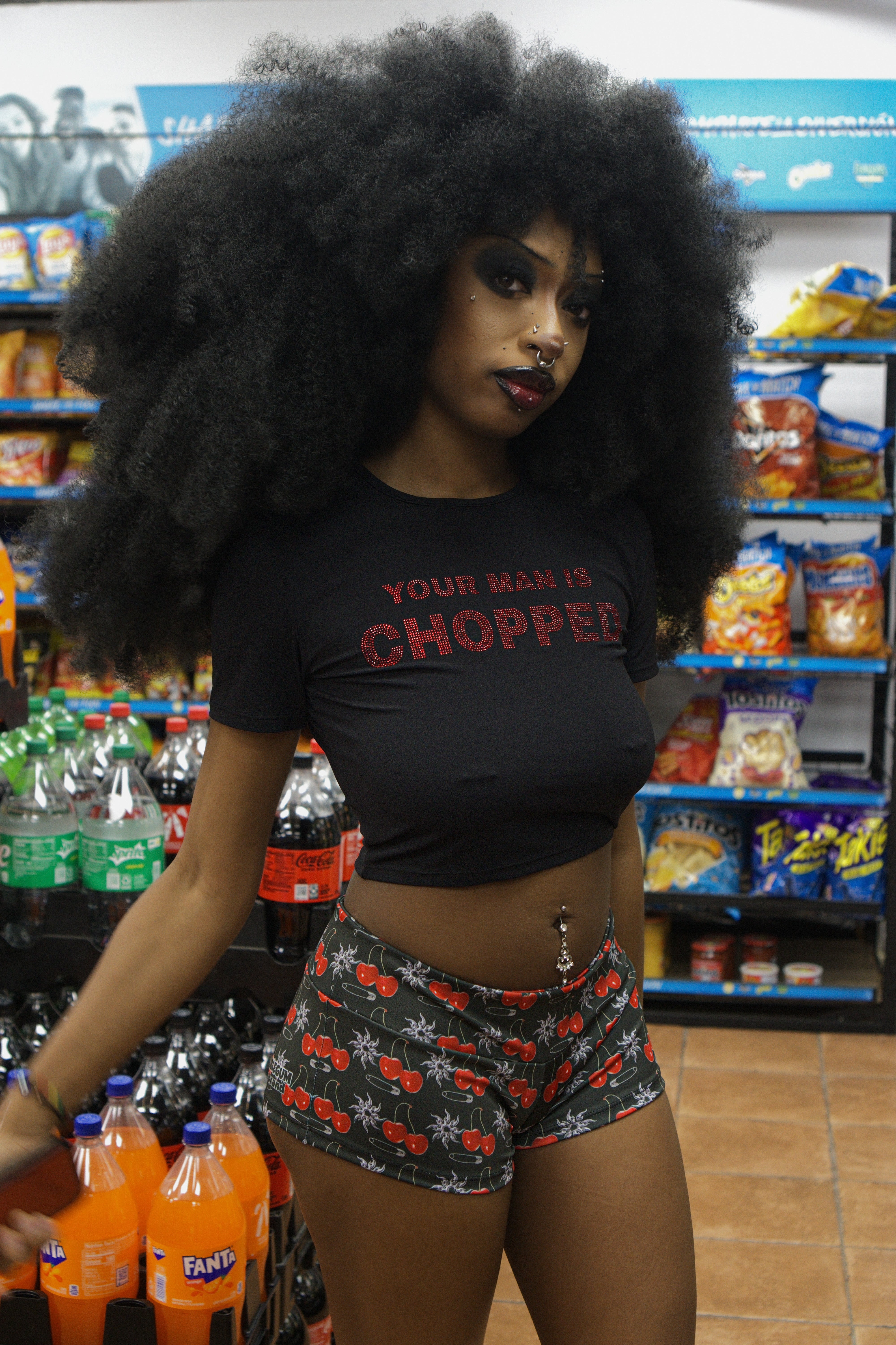 Chopped rhinestone crop top