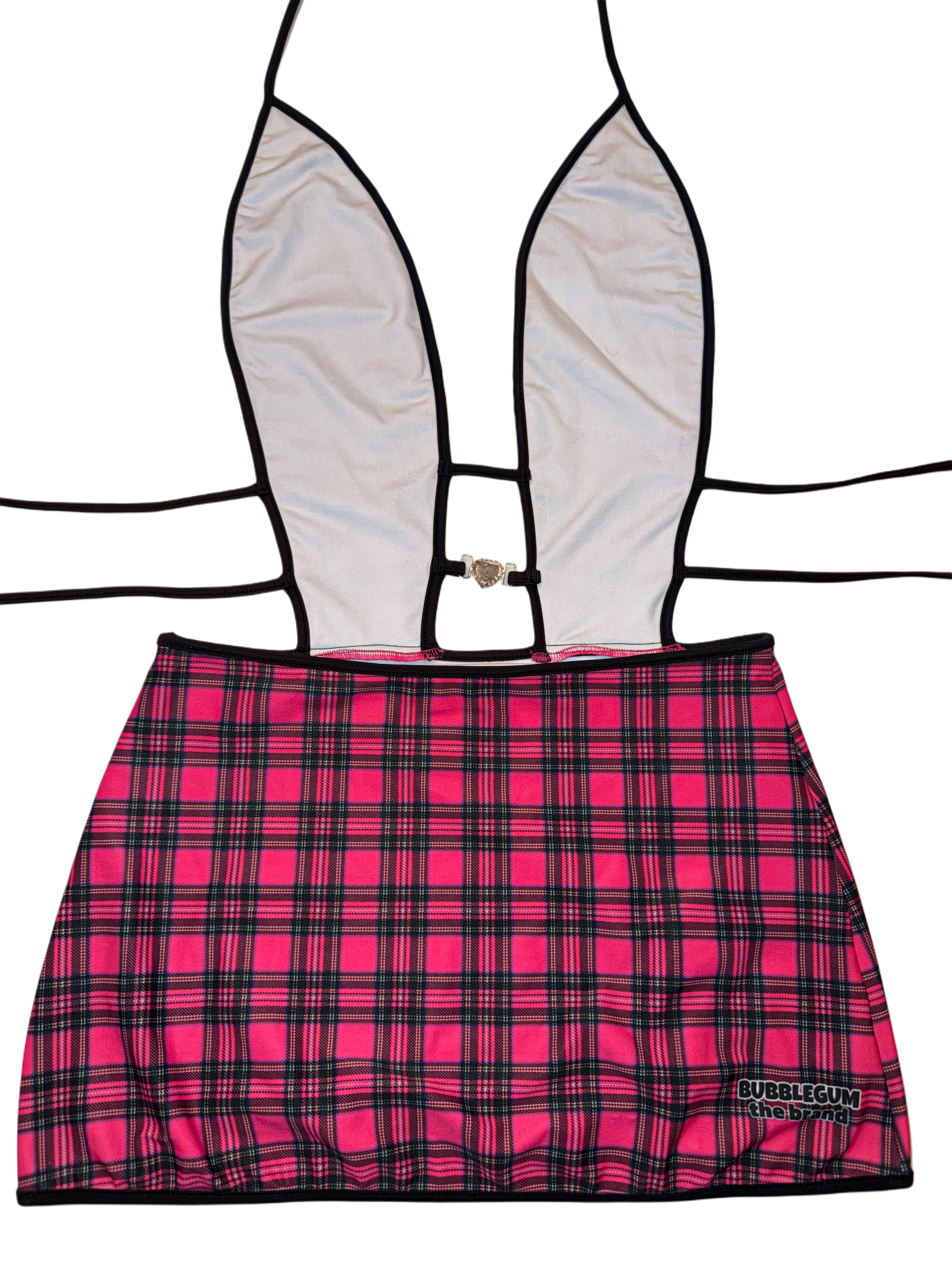 Pink plaid minidress