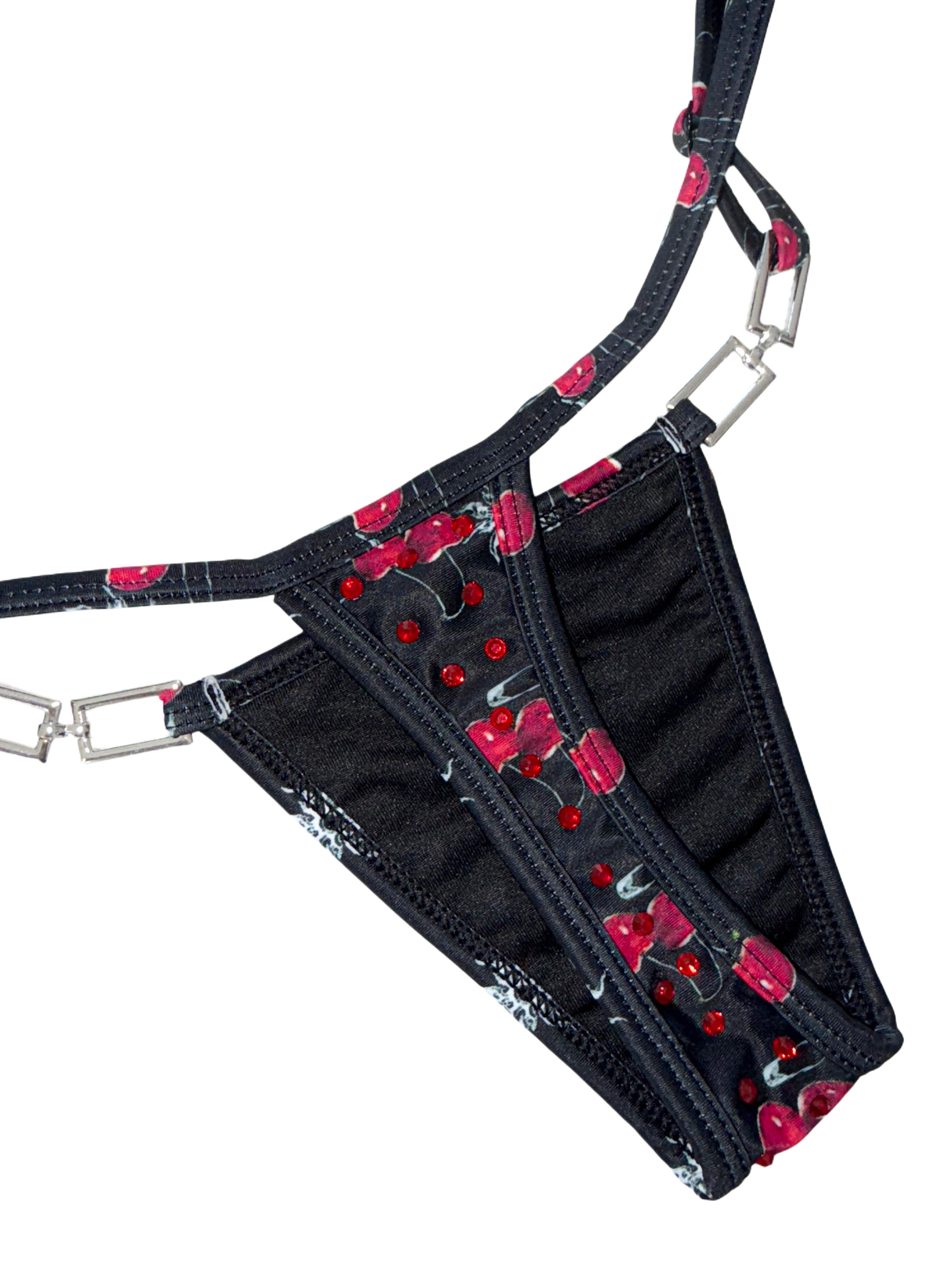 Cherry tribal Link up iced out rhinestone one piece