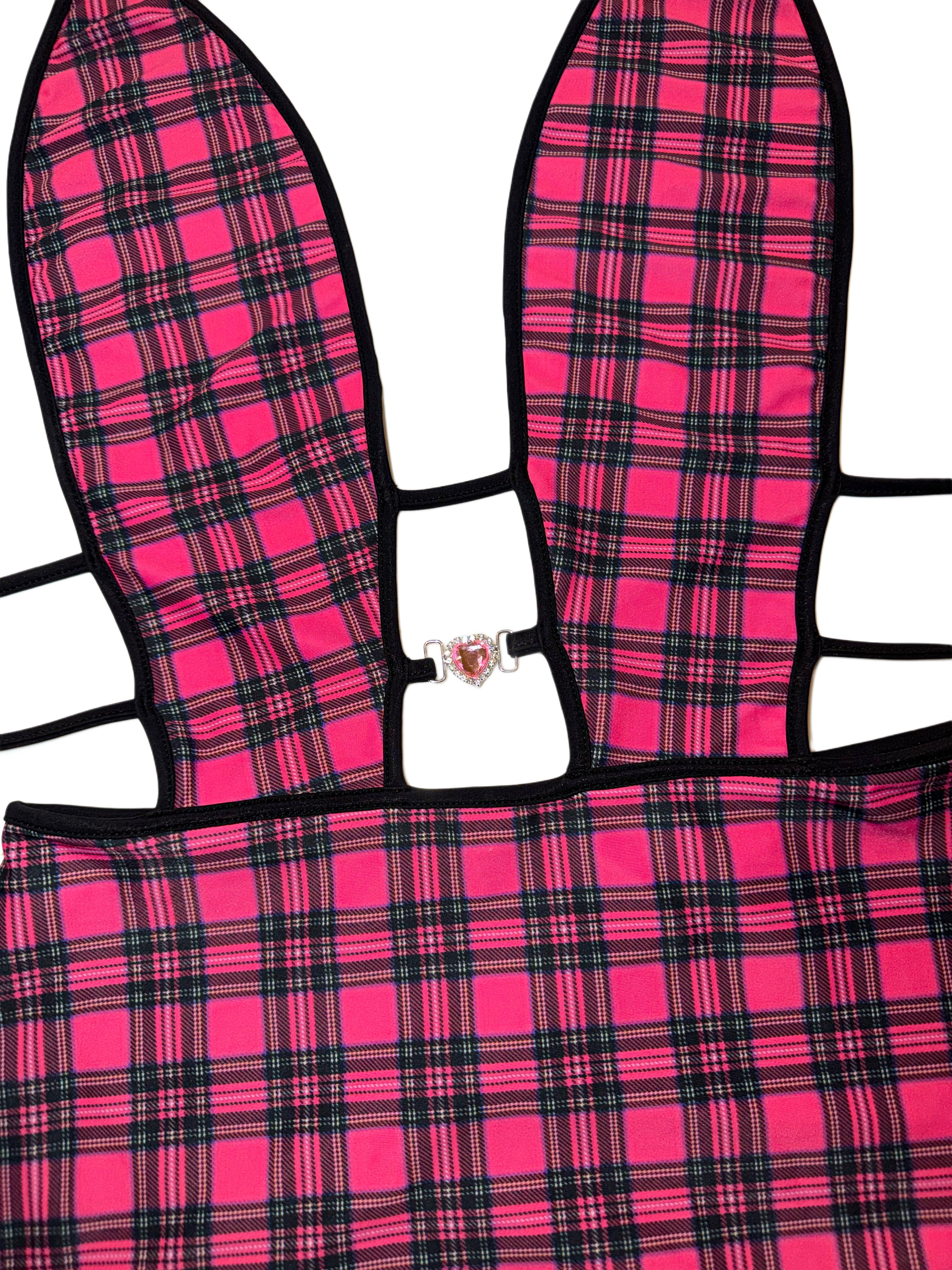 Pink plaid minidress