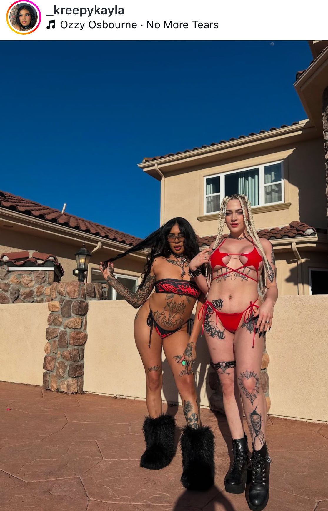 Latex look star bikini red