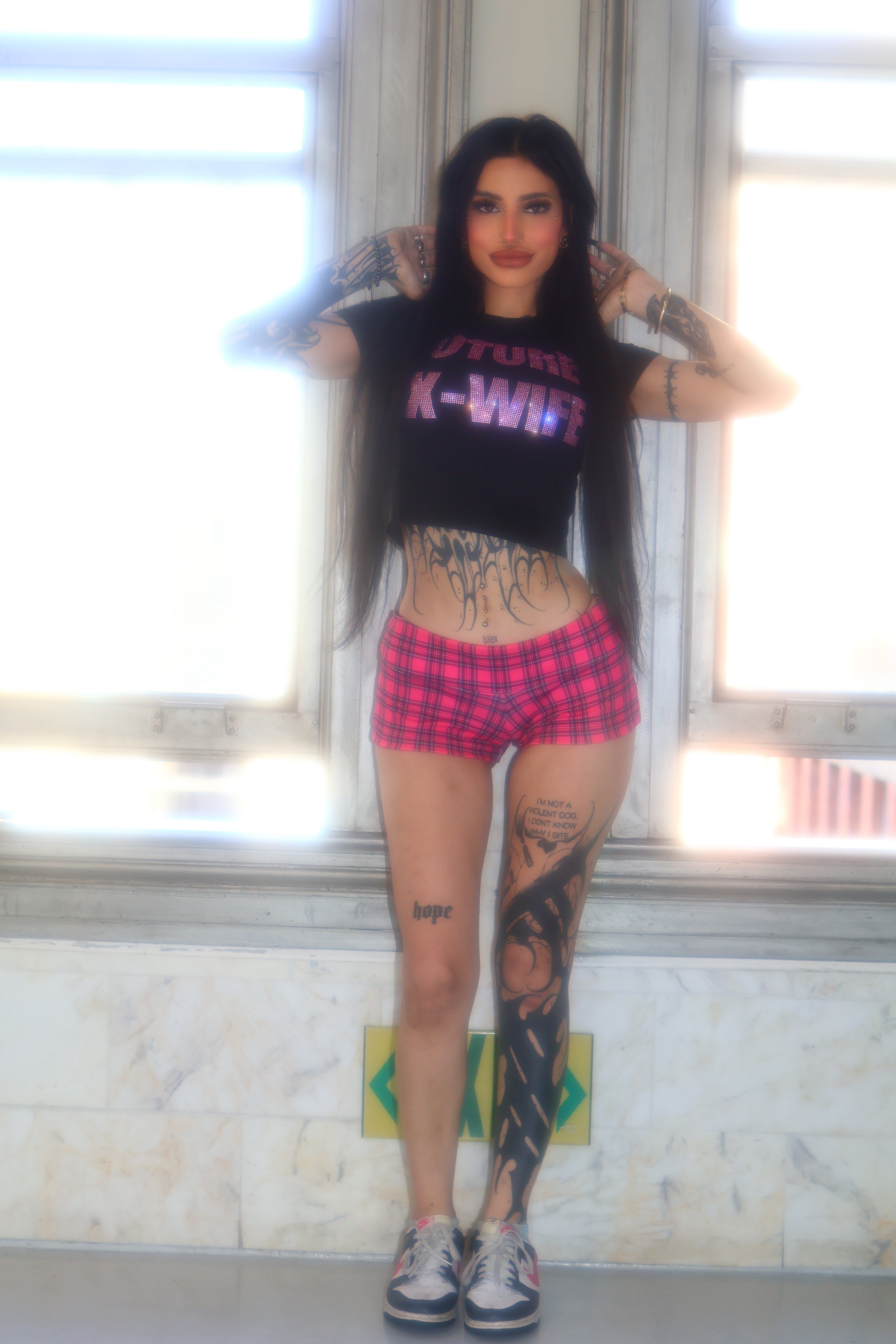 Pink plaid micro shorts hotpants streetwear