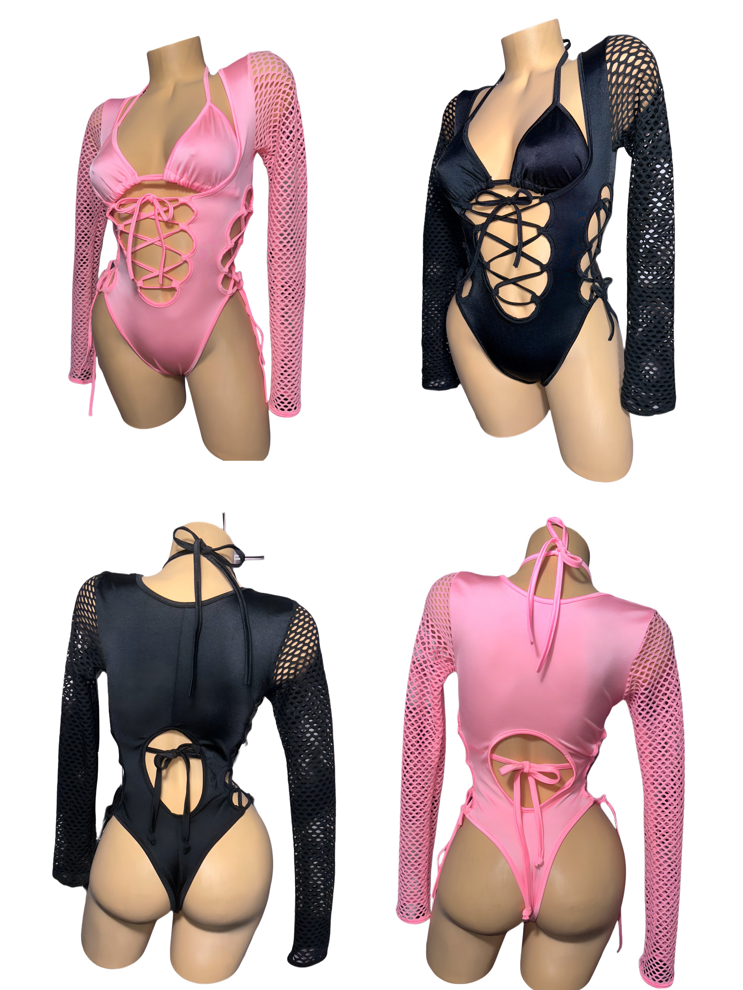 Waist synching tie up one piece