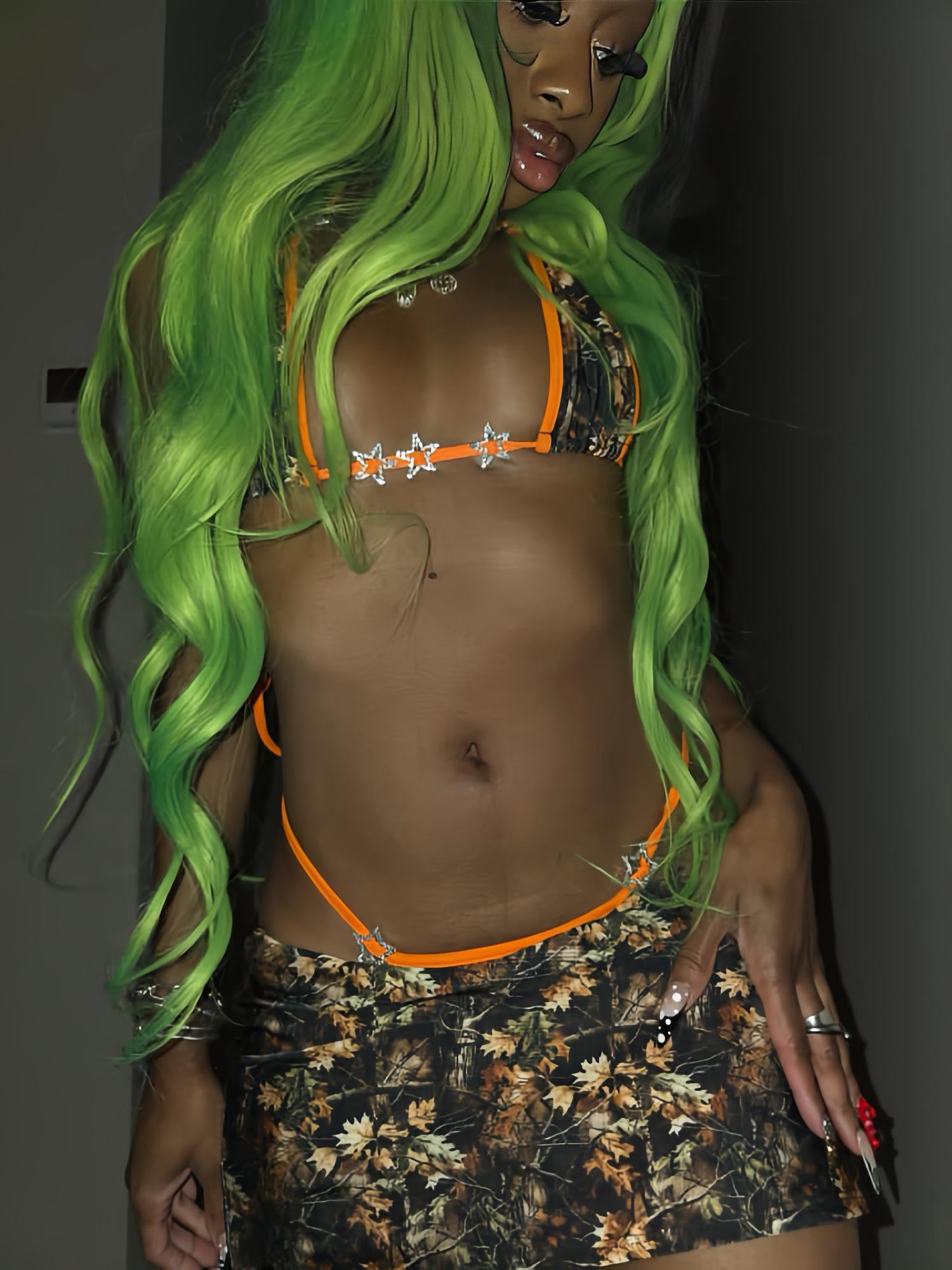 Hunting tree camo miniskirt set