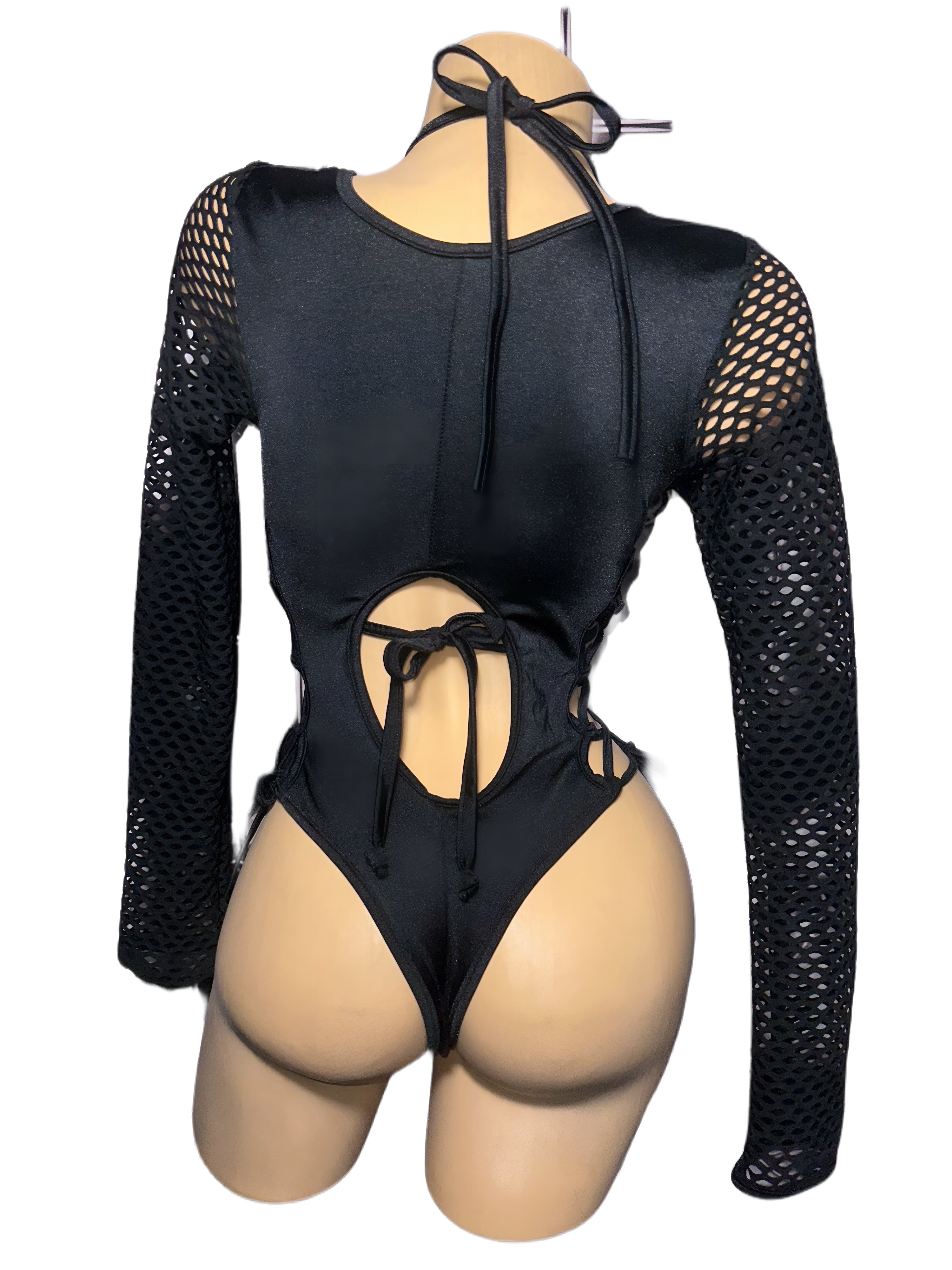 Waist synching tie up one piece