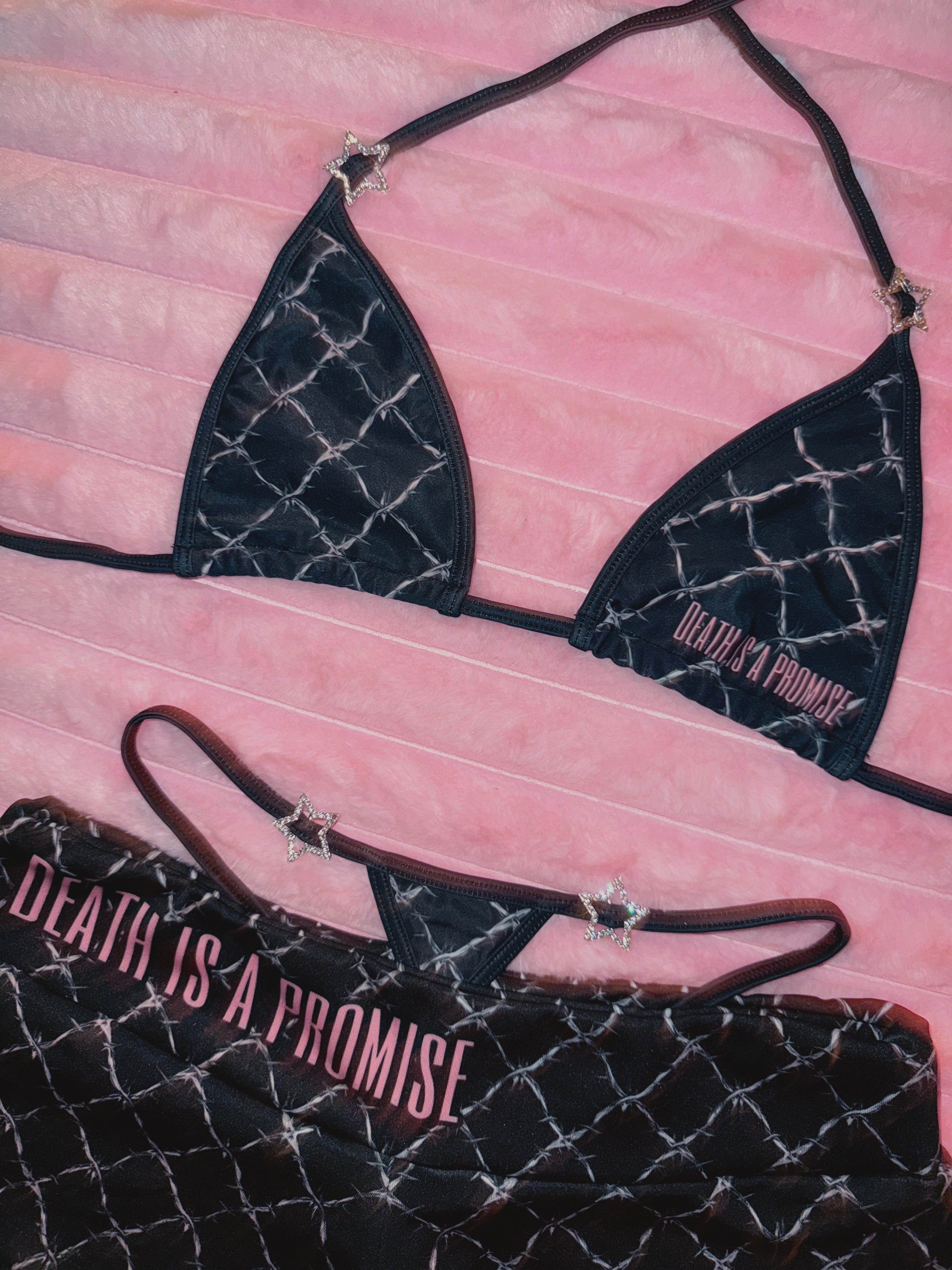 Death is a promise bikini shorts set