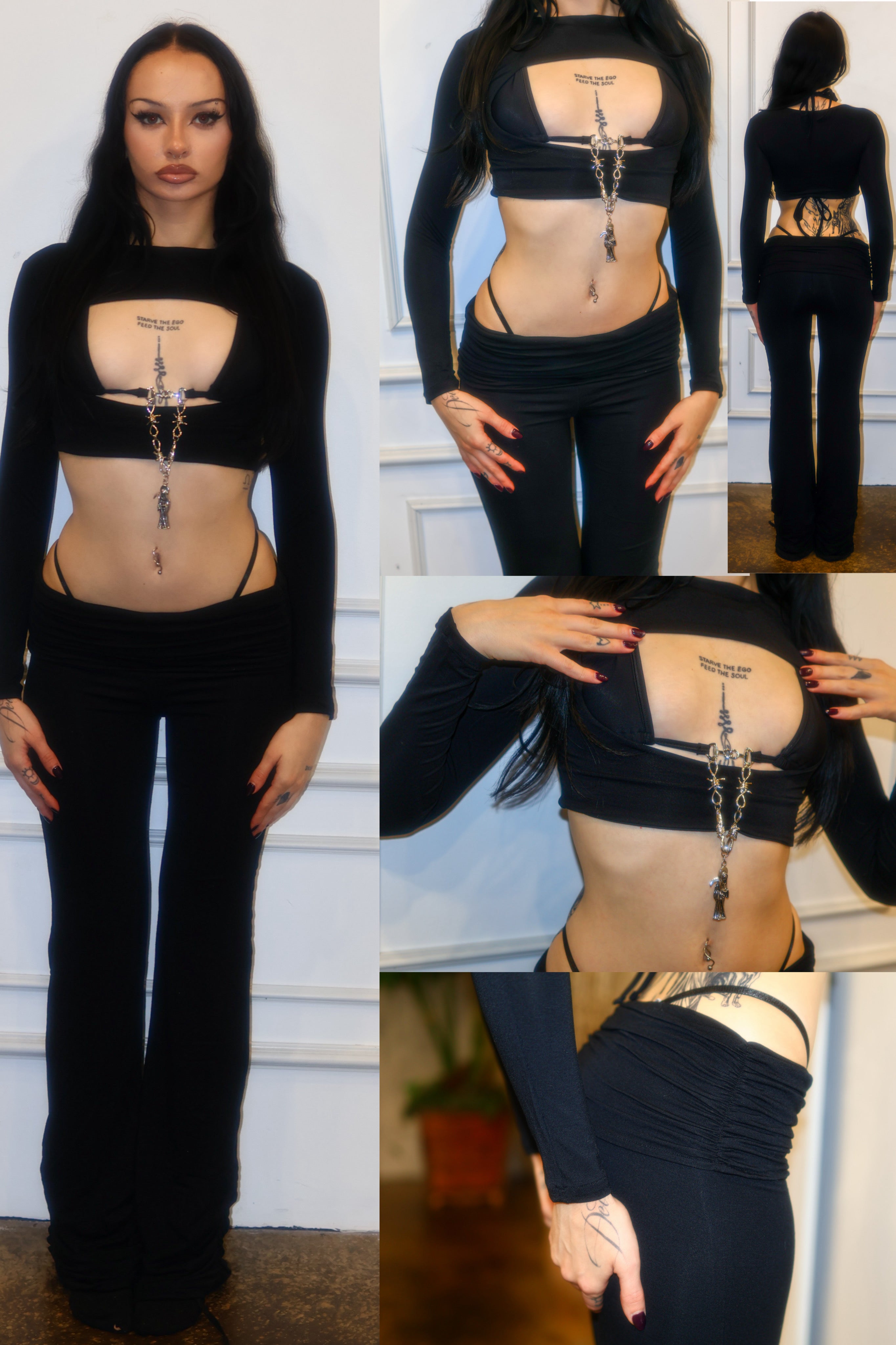 Peek cutout streetwear pants set