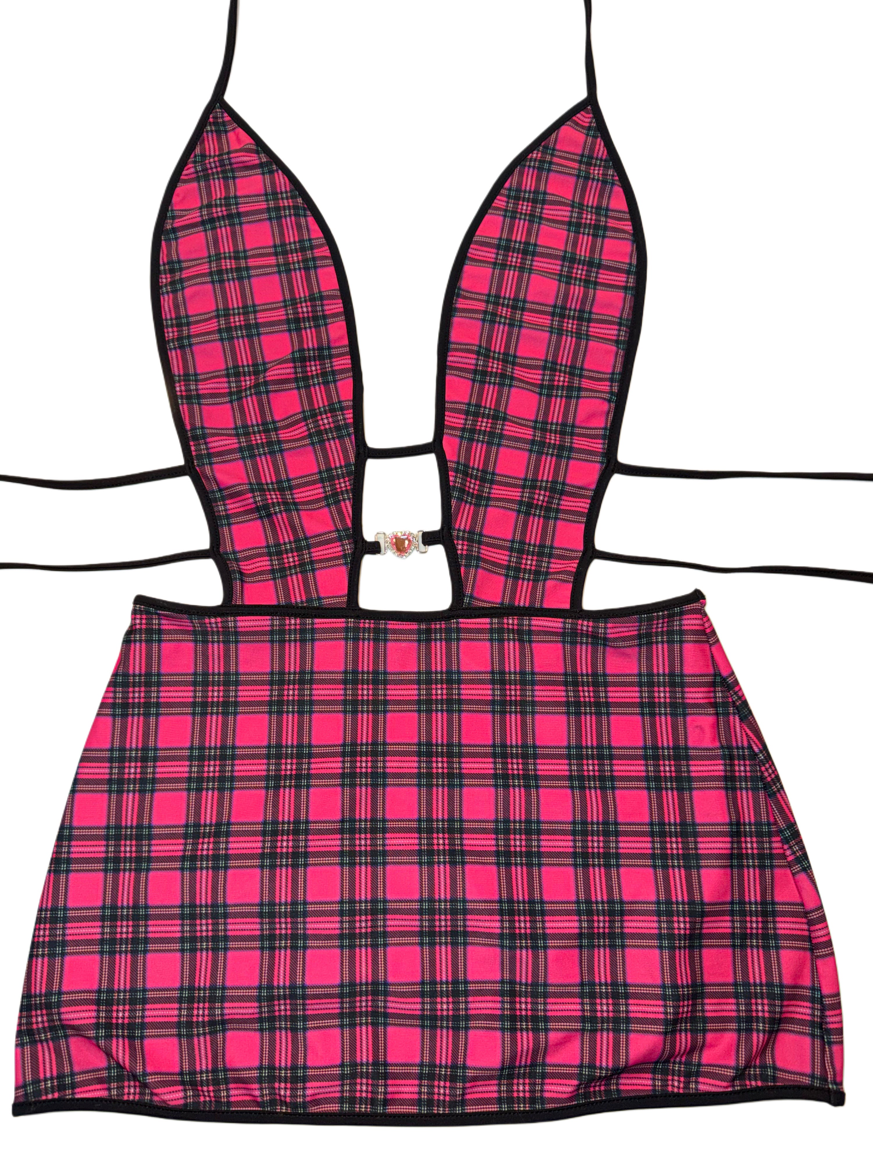 Pink plaid minidress