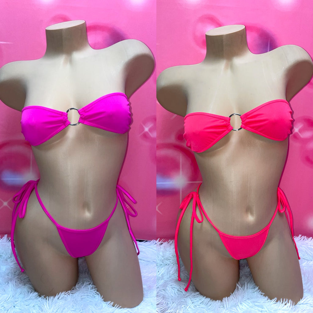 Neon rose Bollywood microkini