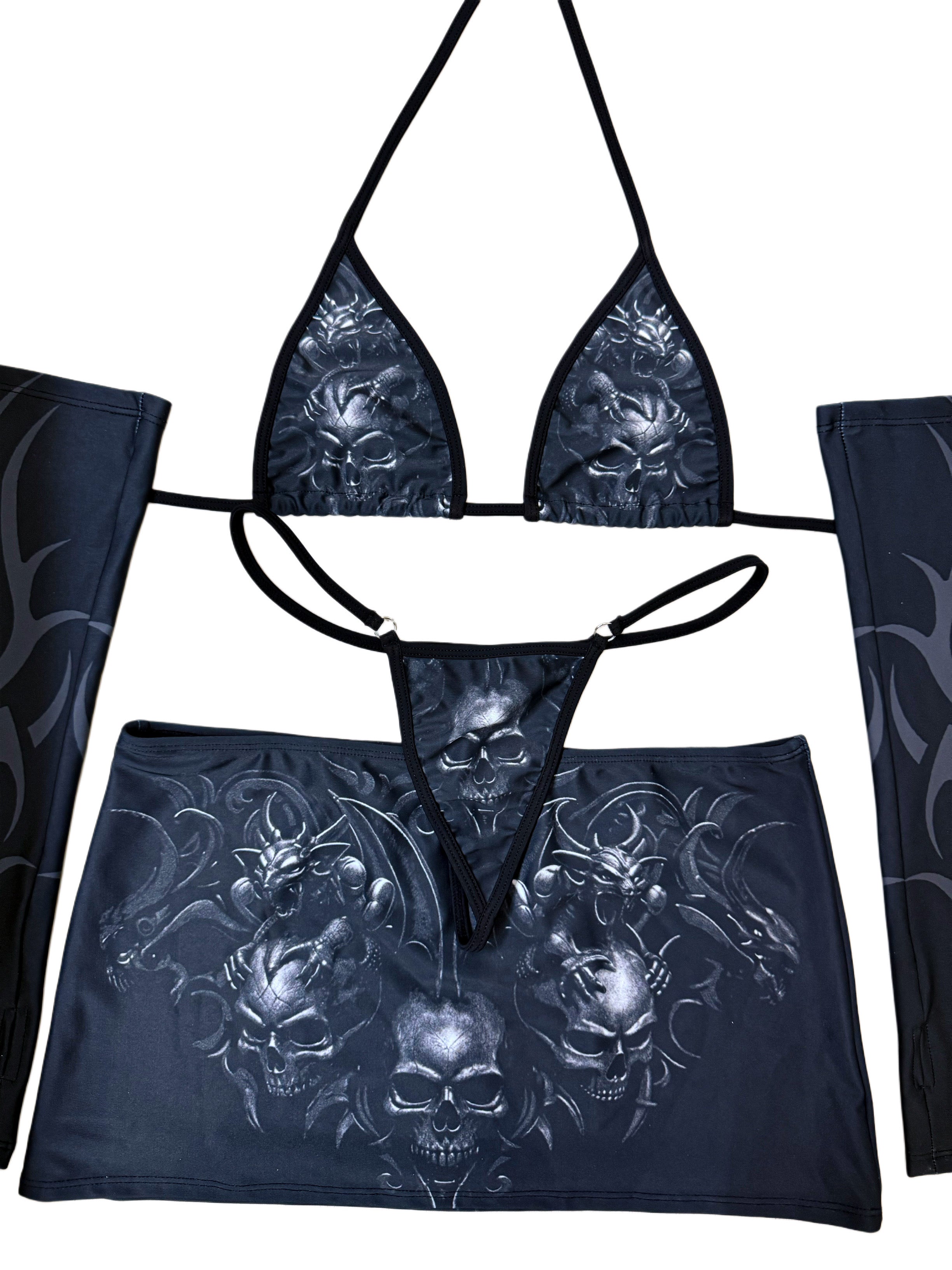Doomsday miniskirt bikini sleeves set