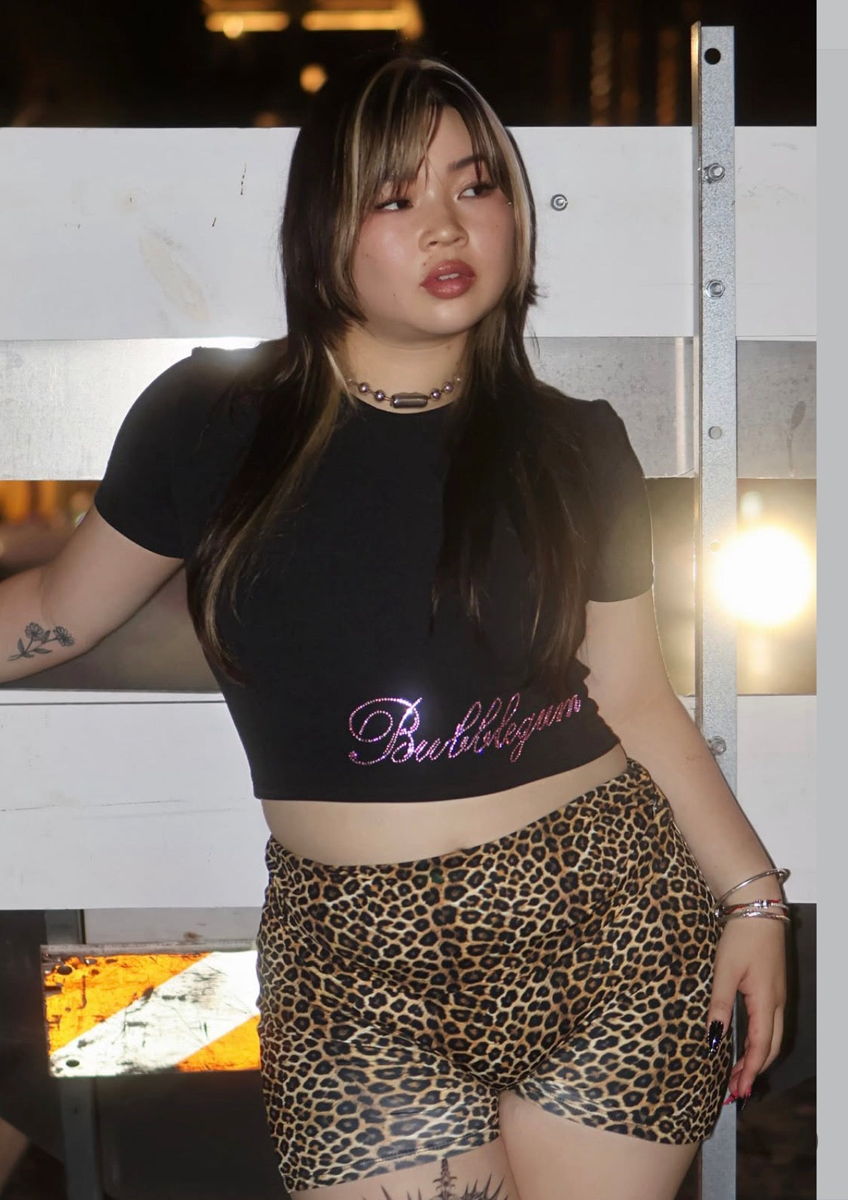 Pink fairy wings rhinestone crop top
