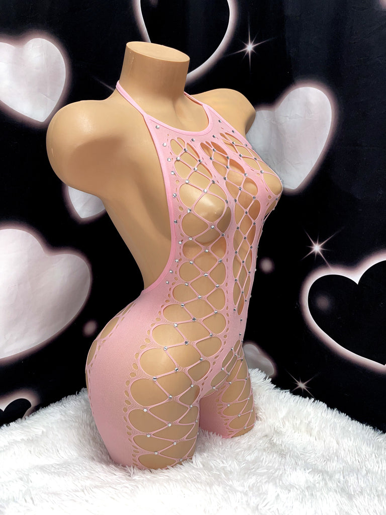 Angelina rhinestoned net catsuit