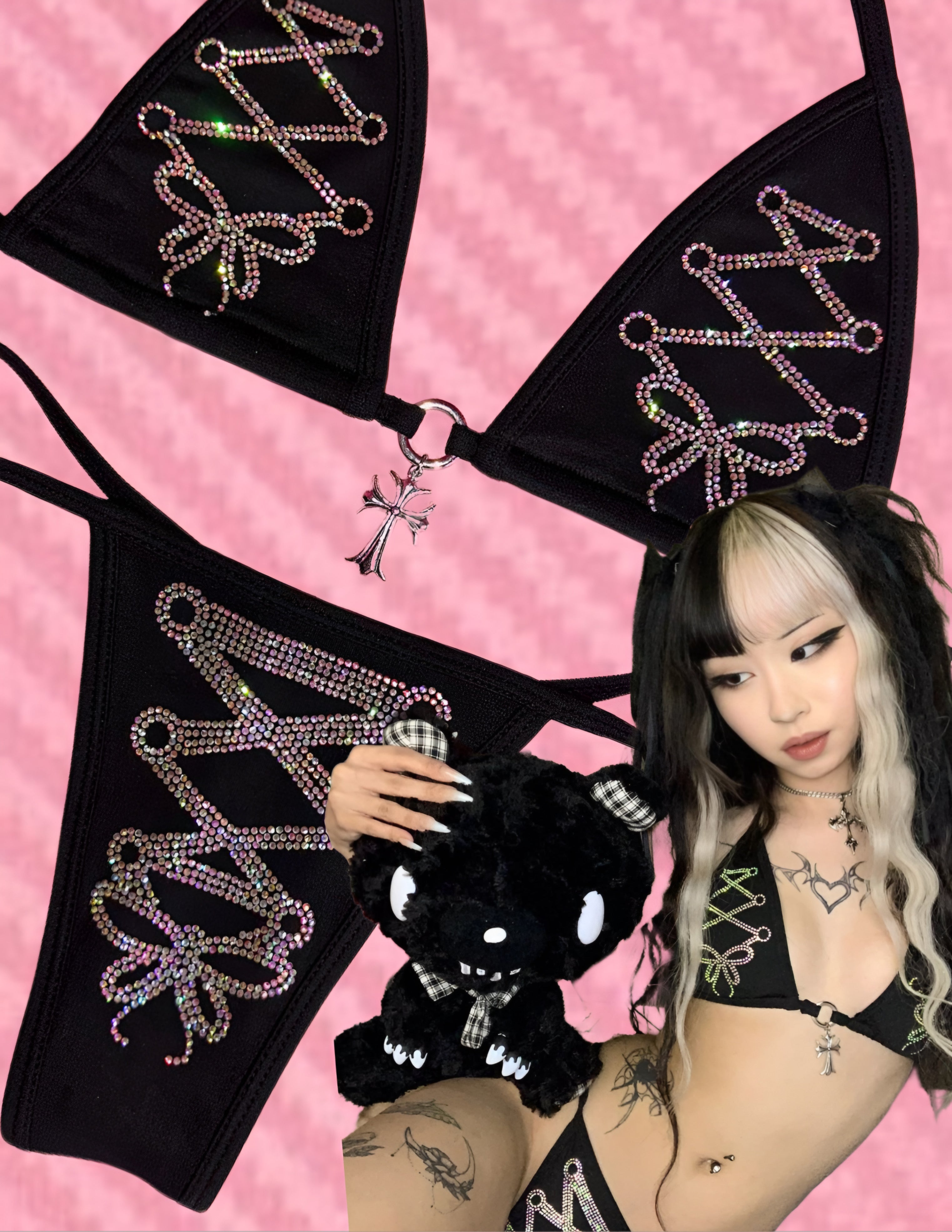 Rhinestone corset bikini