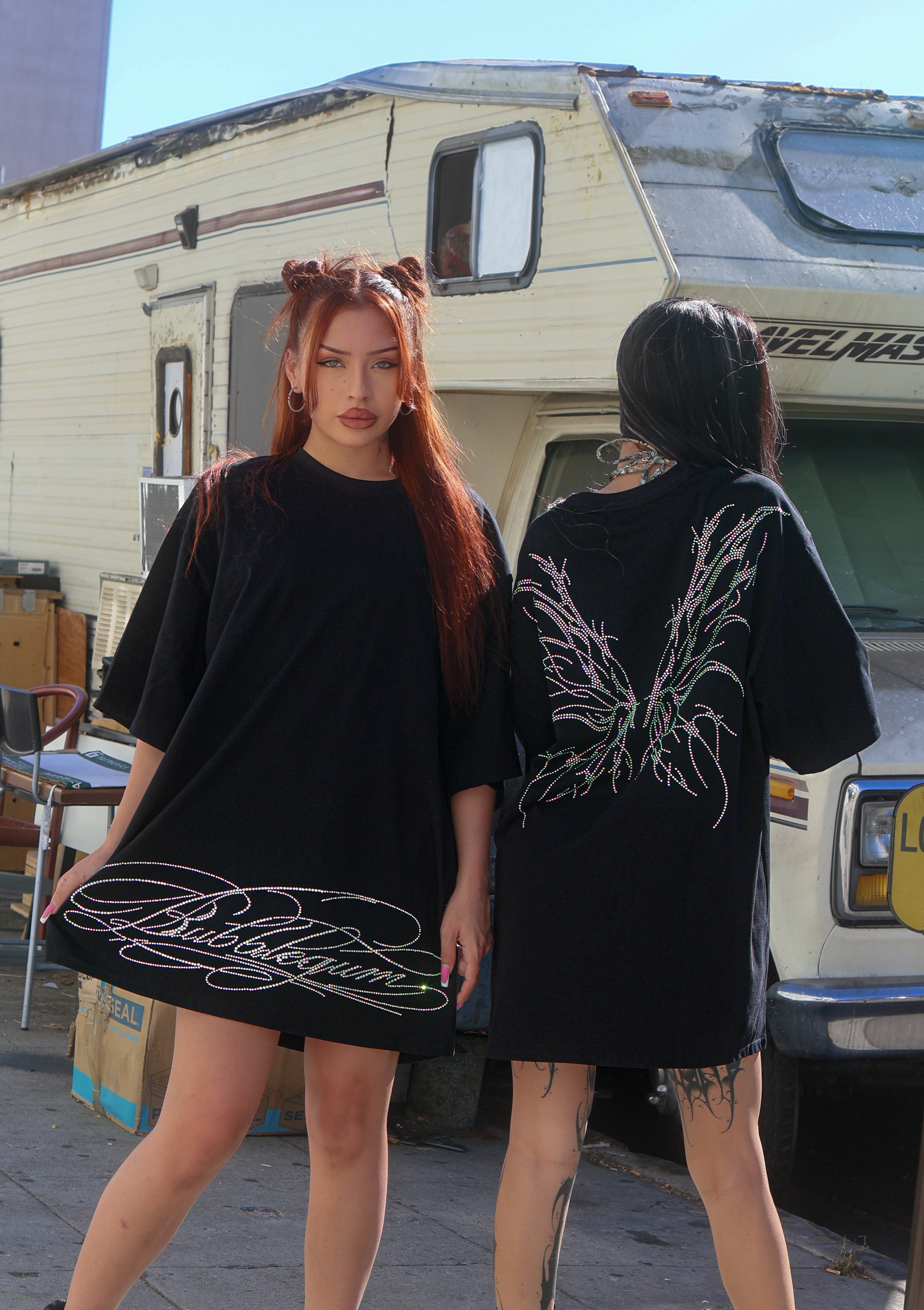 Boyfriend tall tee rhinestone fairy wings
