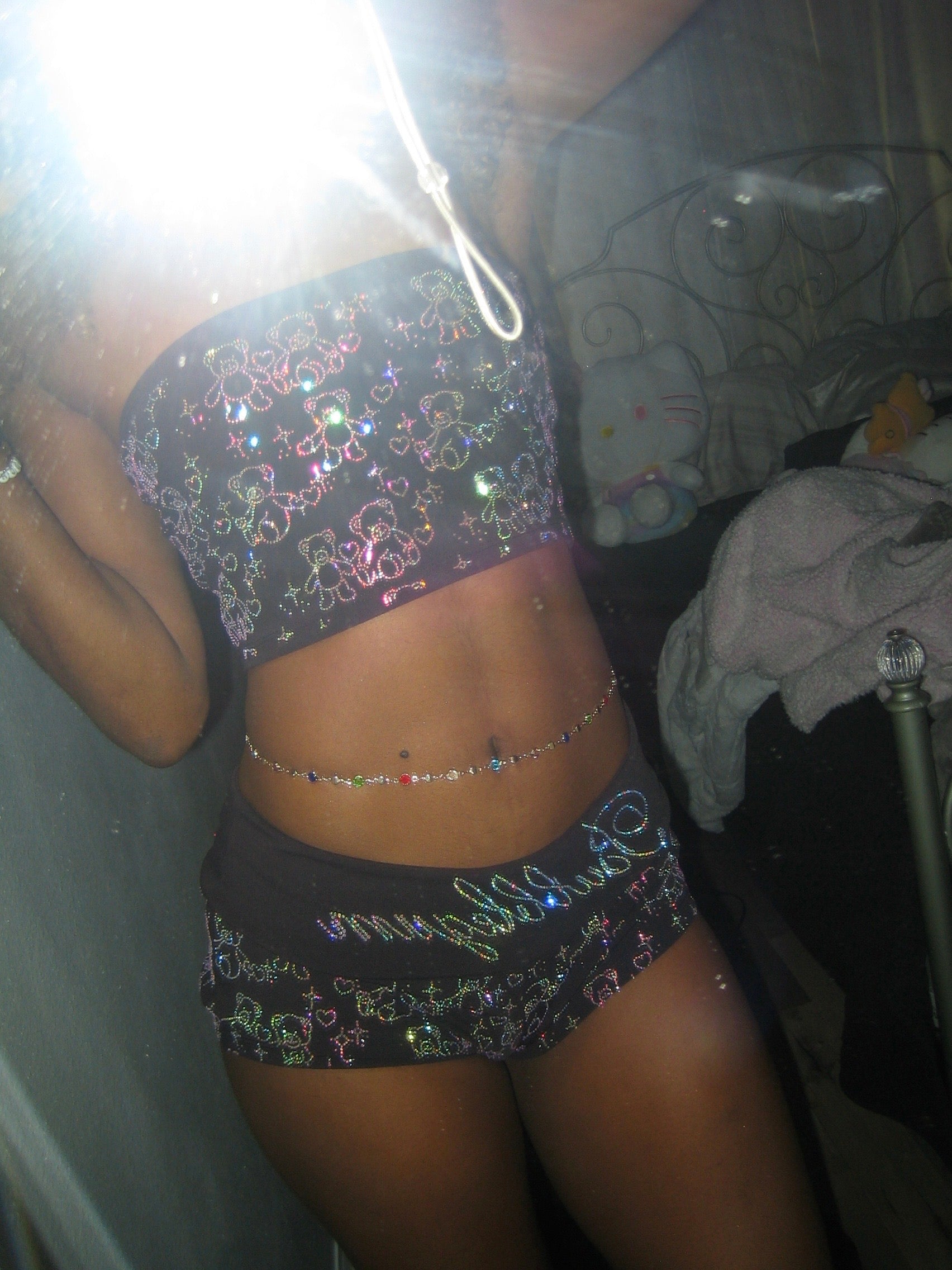 Teddy bear rhinestone micro shorts