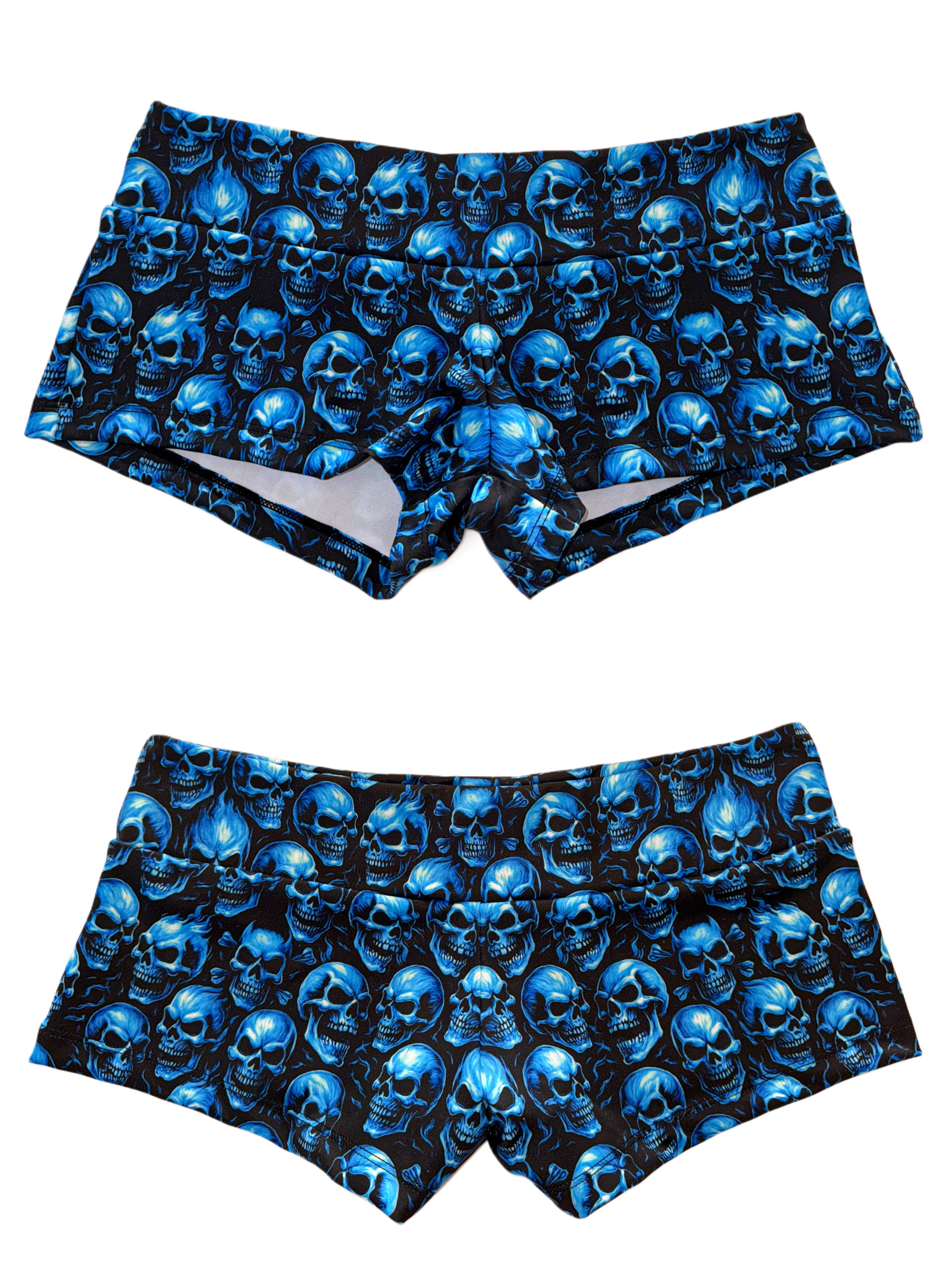Blue skulls micro shorts hotpants streetwear