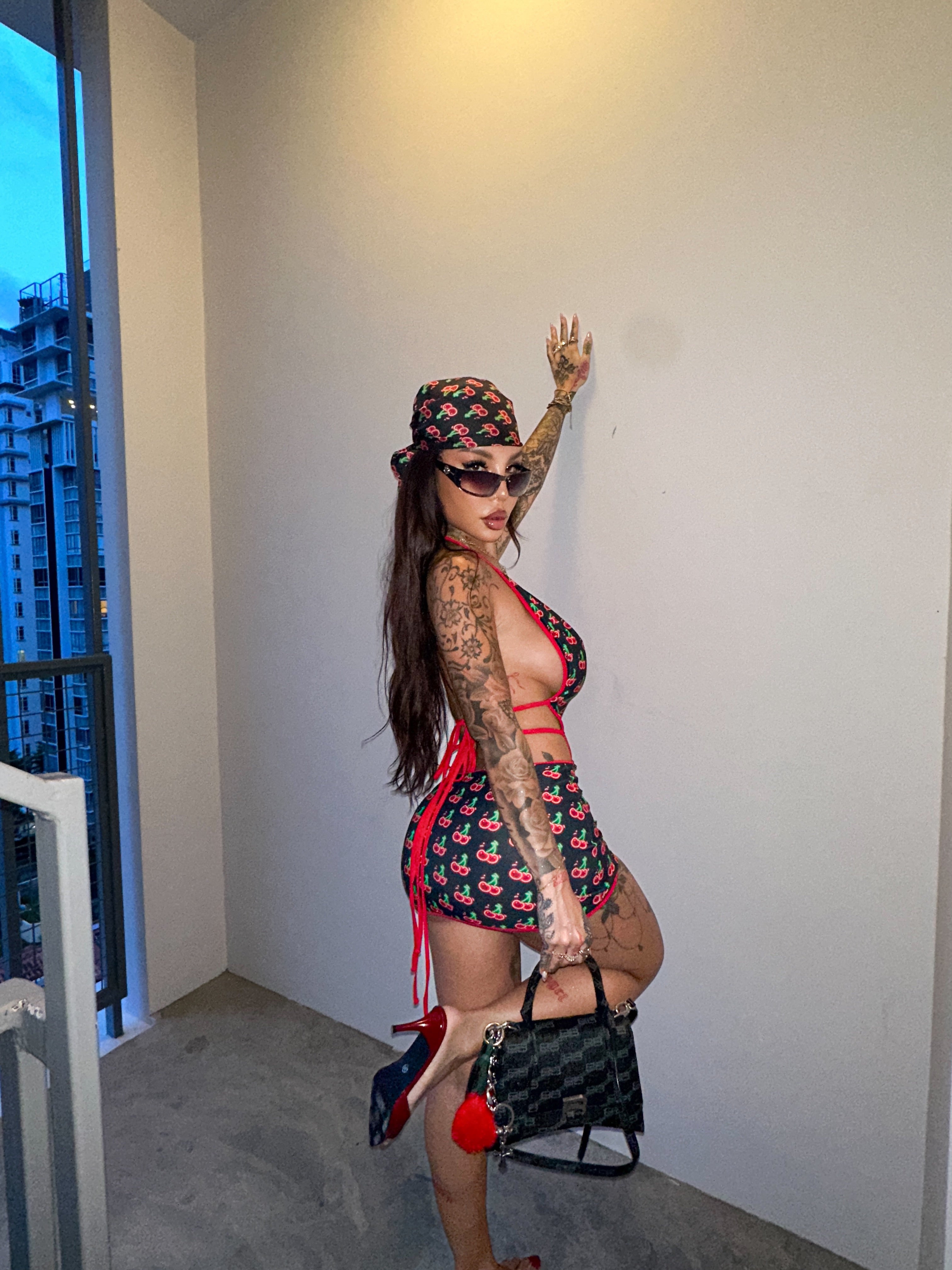 Neon cherry minidress