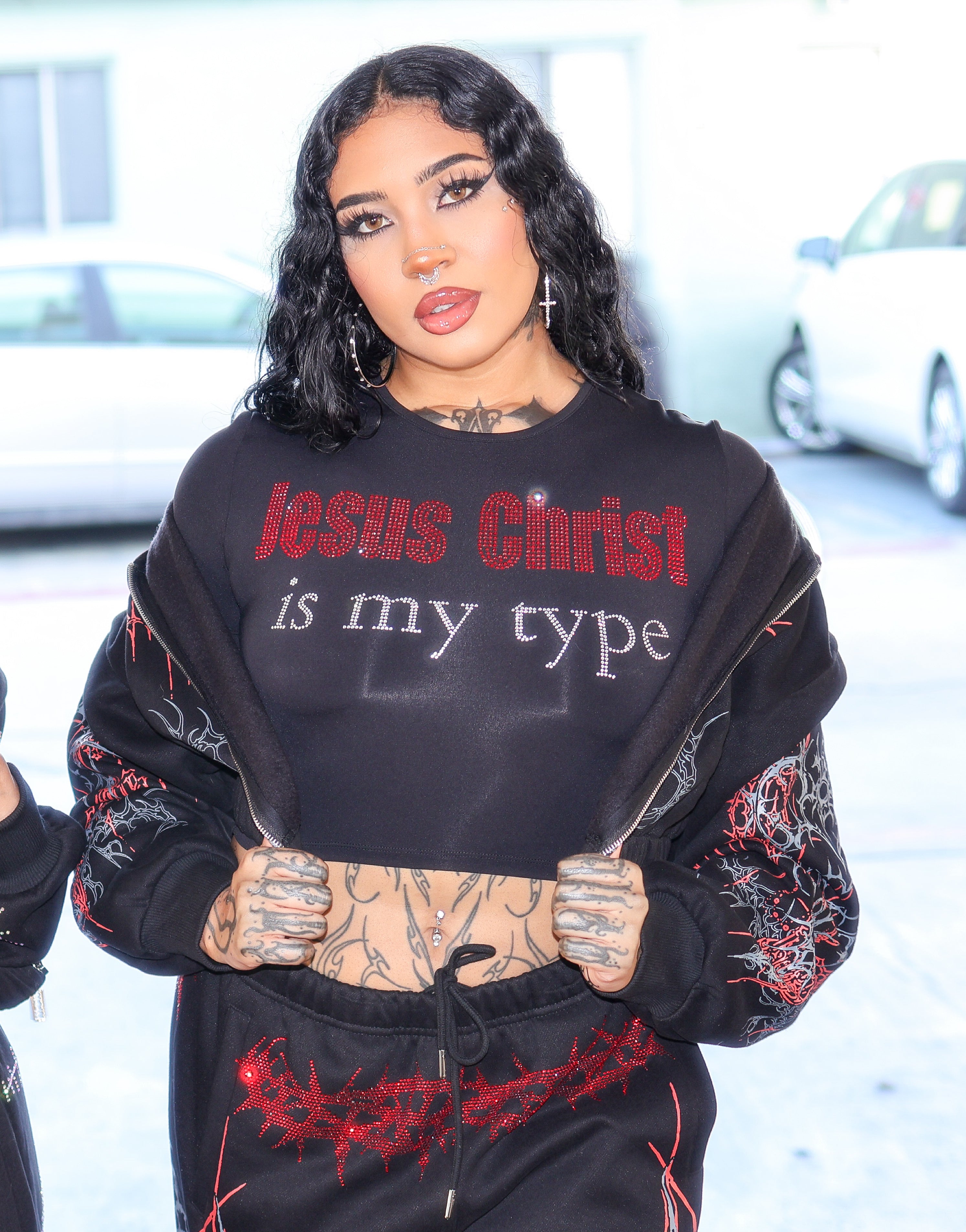 Jesus Christ rhinestone crop top