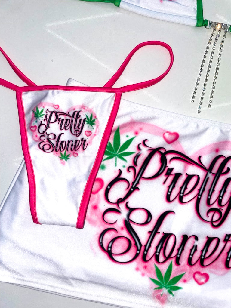 Pretty stoner sparkle miniskirt bikini set