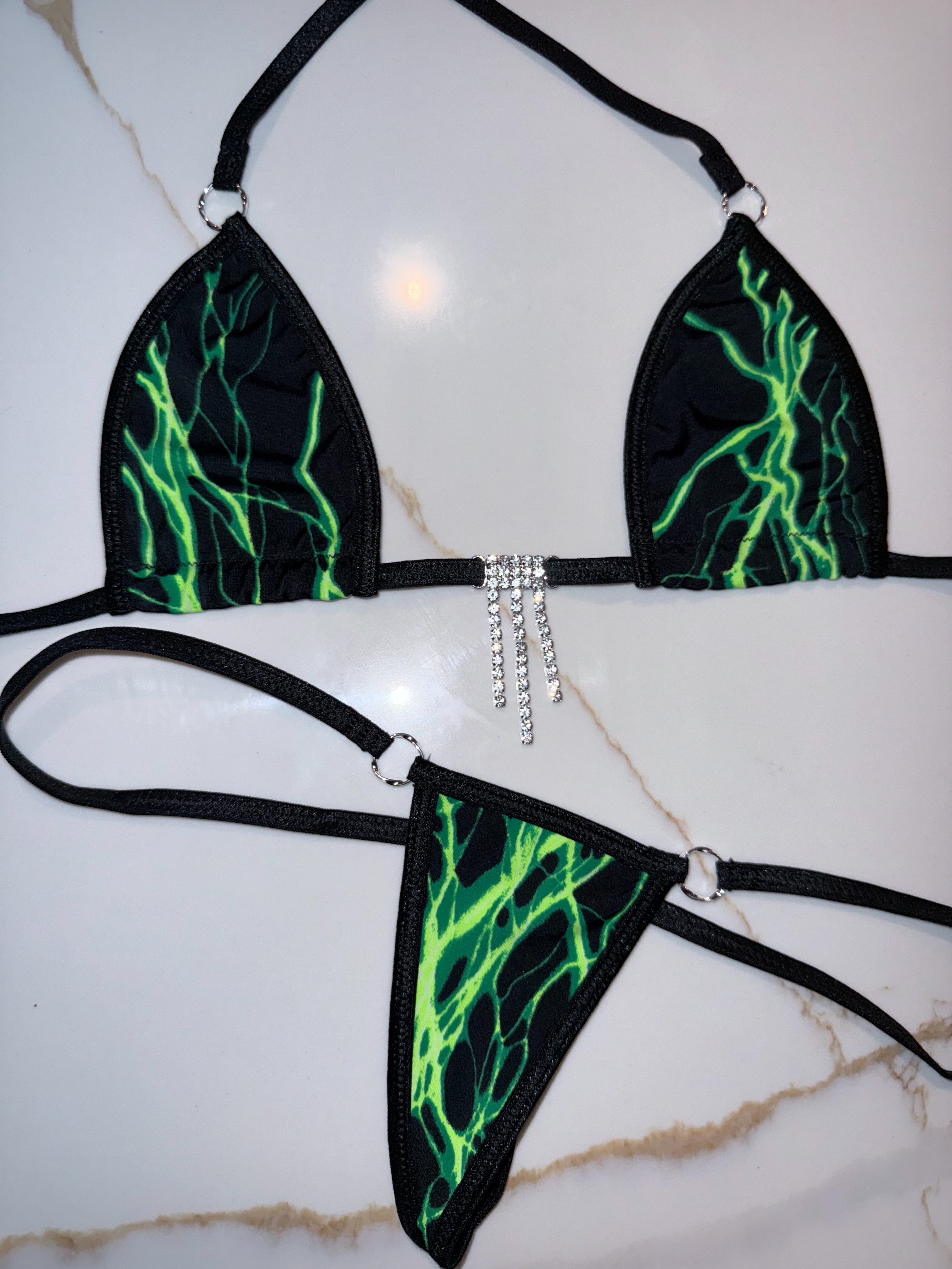 Green lightning sparkle microkini
