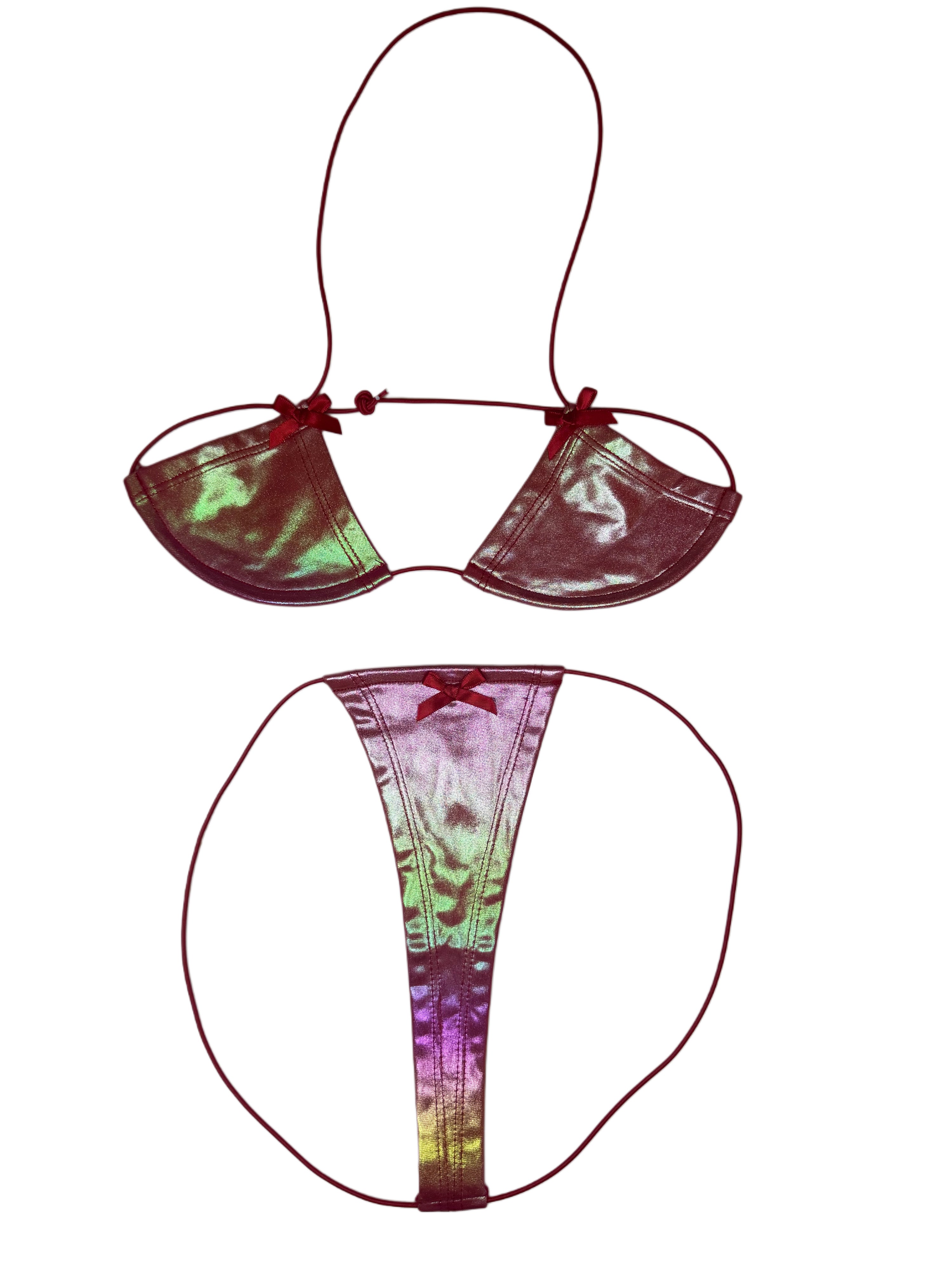 Hologram bow string microkinis