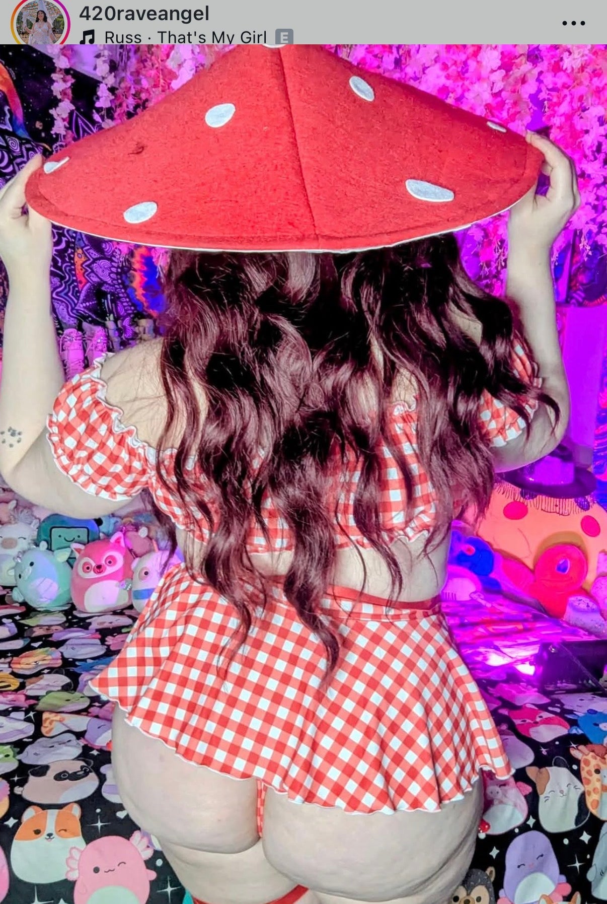 Red gingham ruffle skirt set
