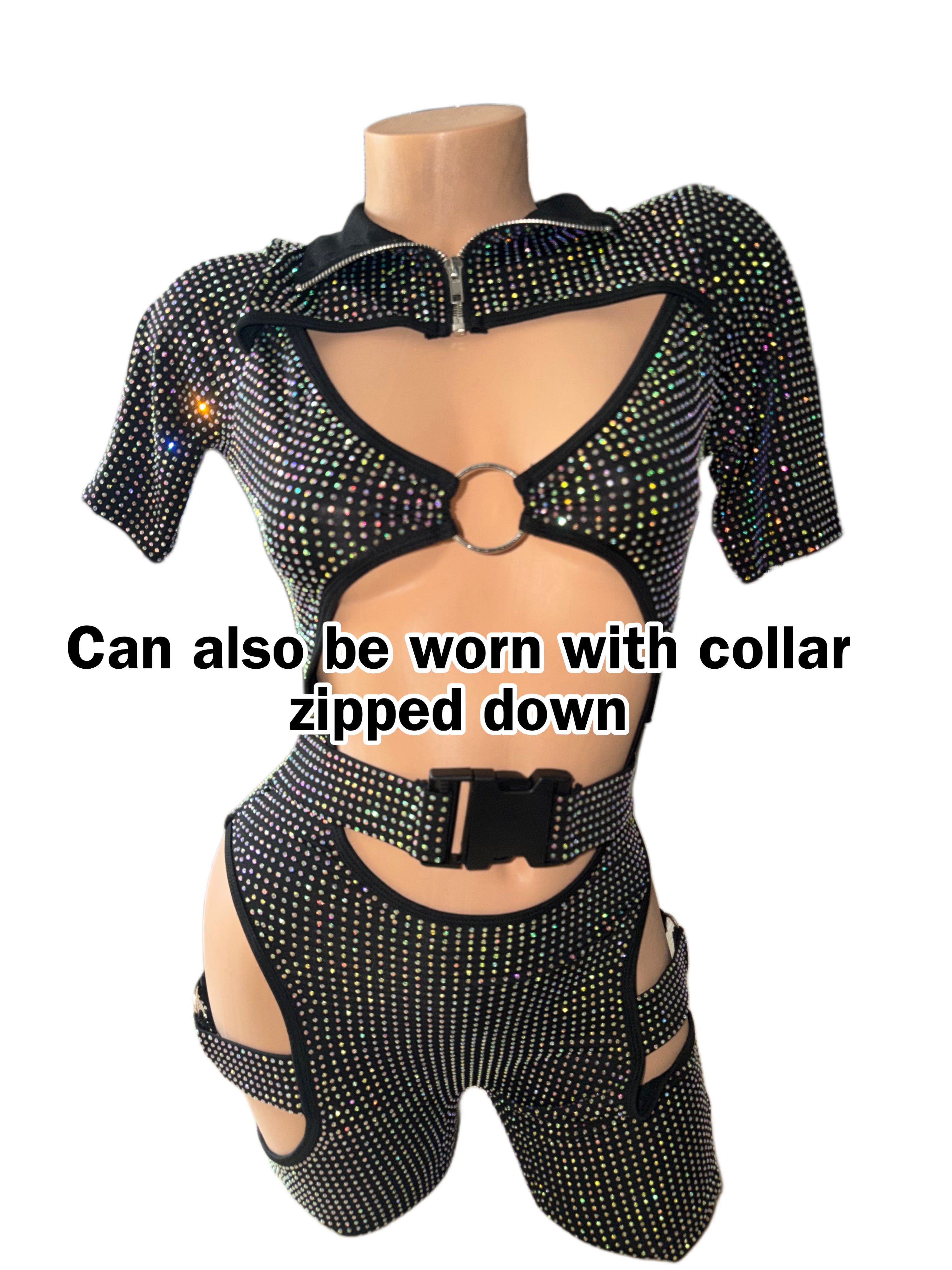 Click up rhinestone iced out romper