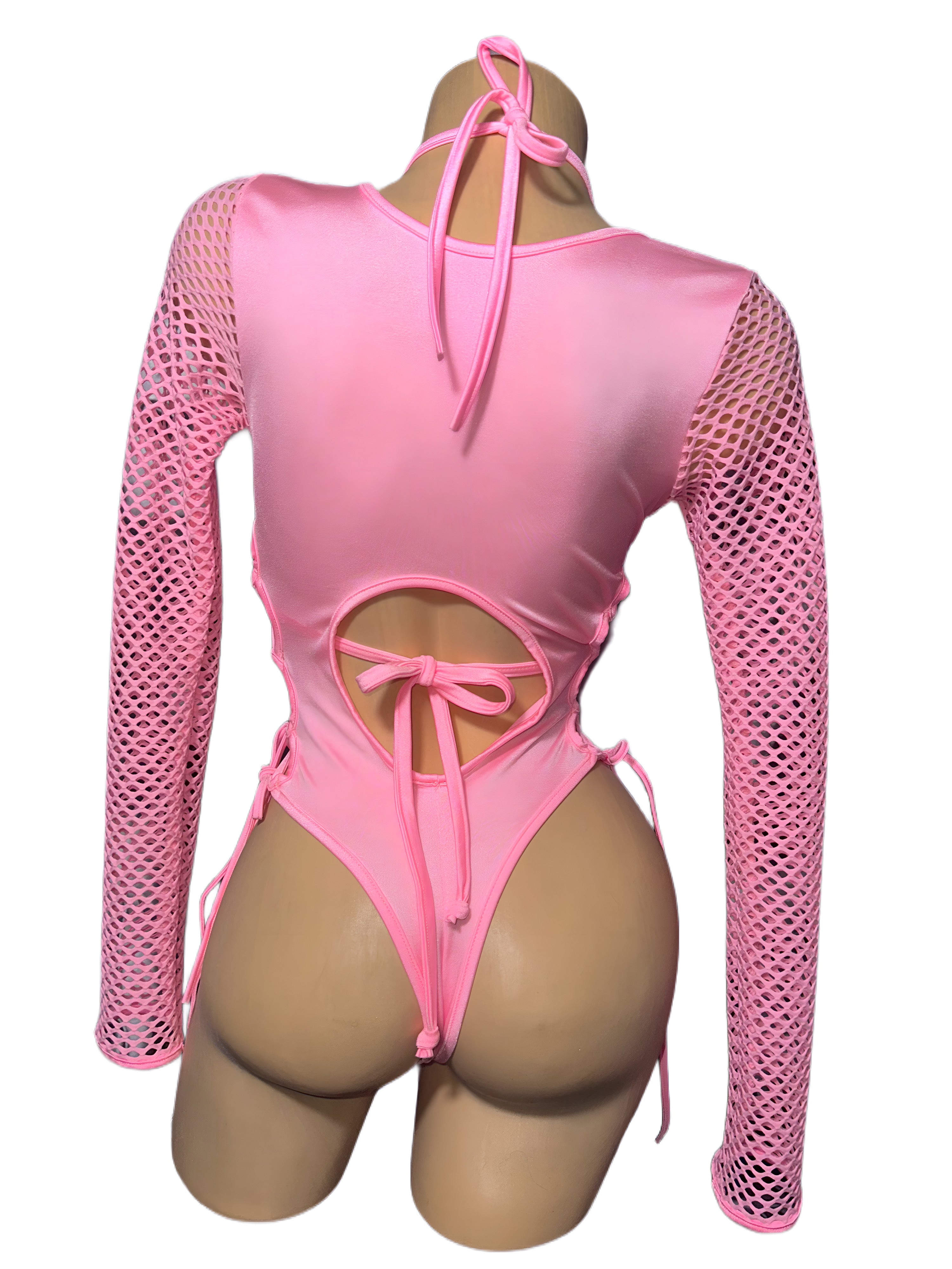 Waist synching tie up one piece