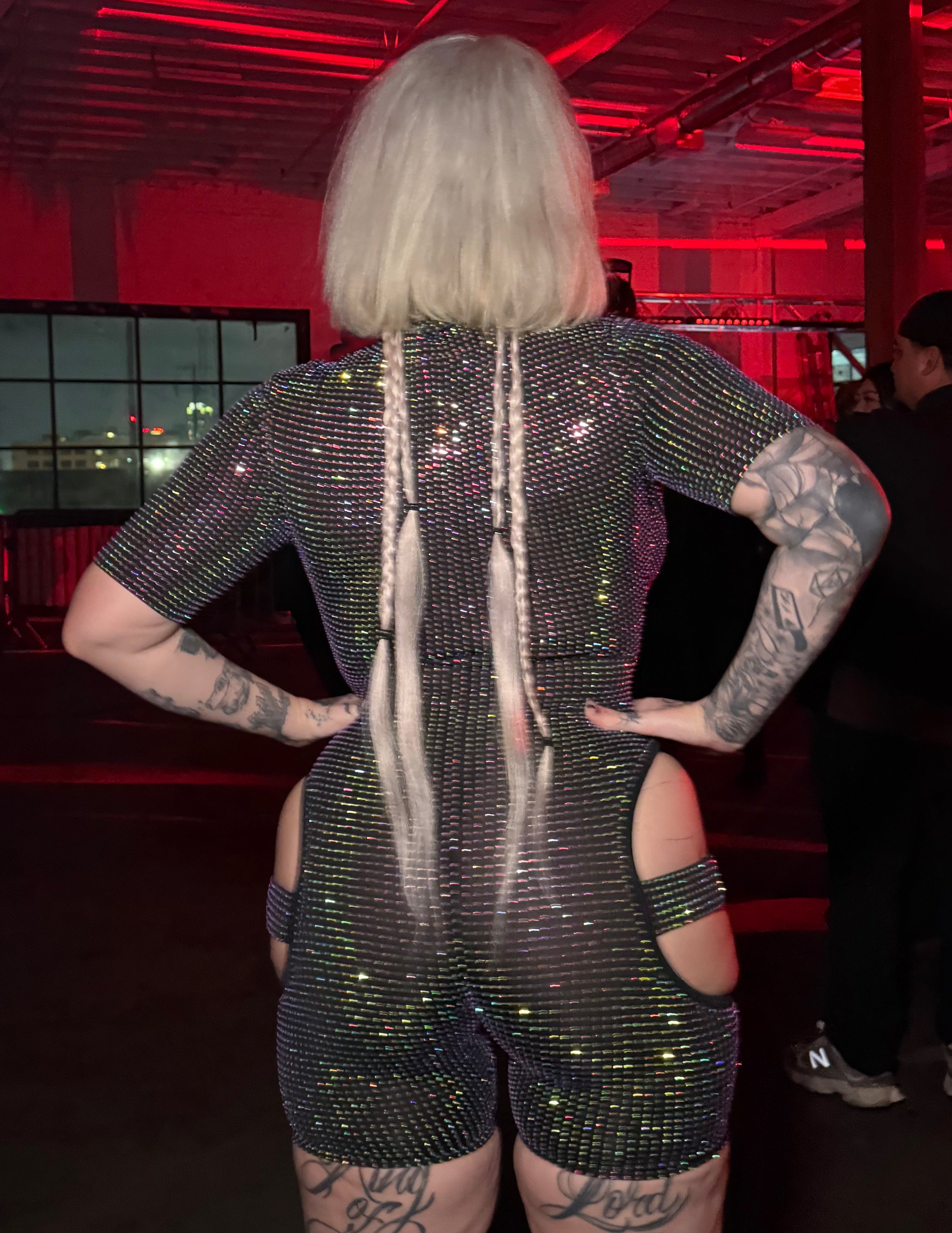 Click up rhinestone iced out romper