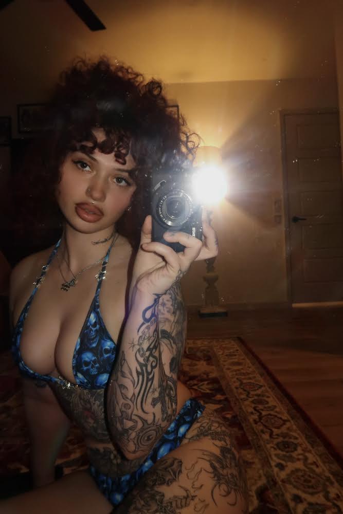 Blue skulls rhinestone charm bikini