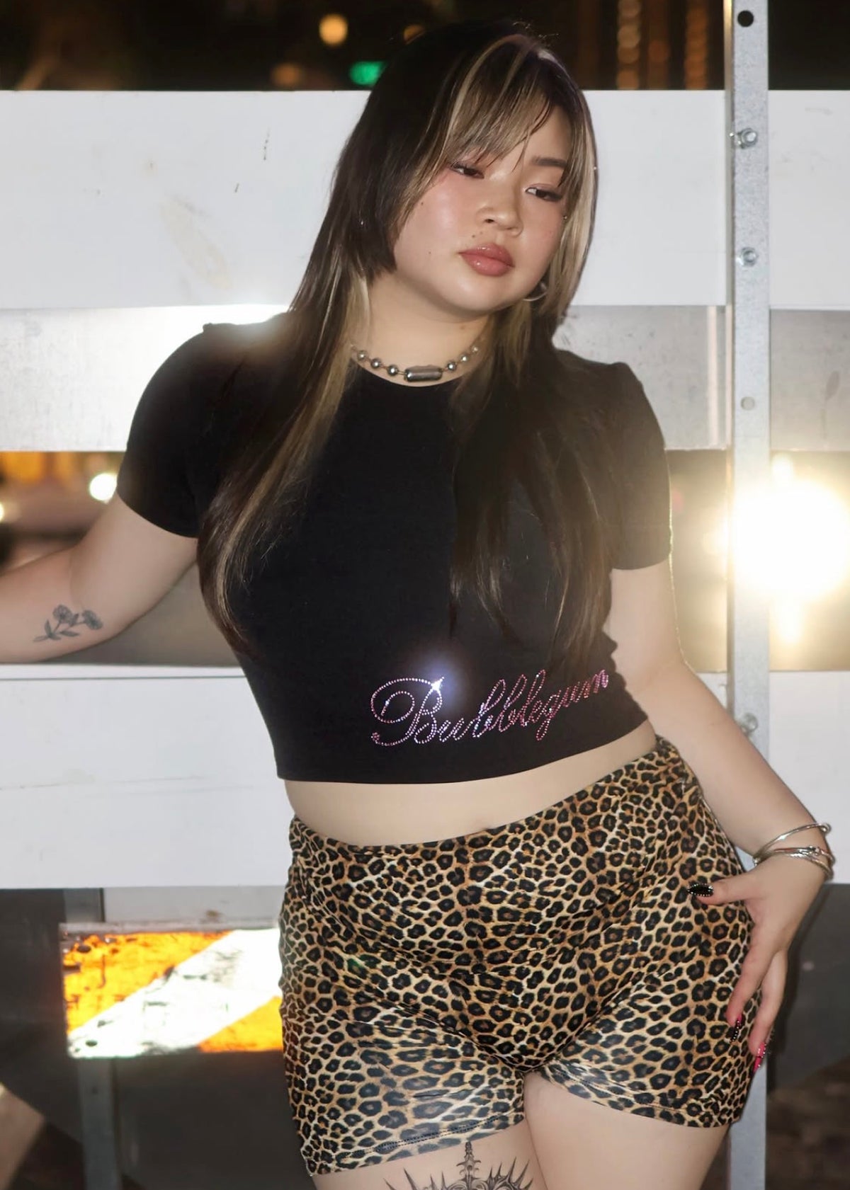 Pink fairy wings rhinestone crop top