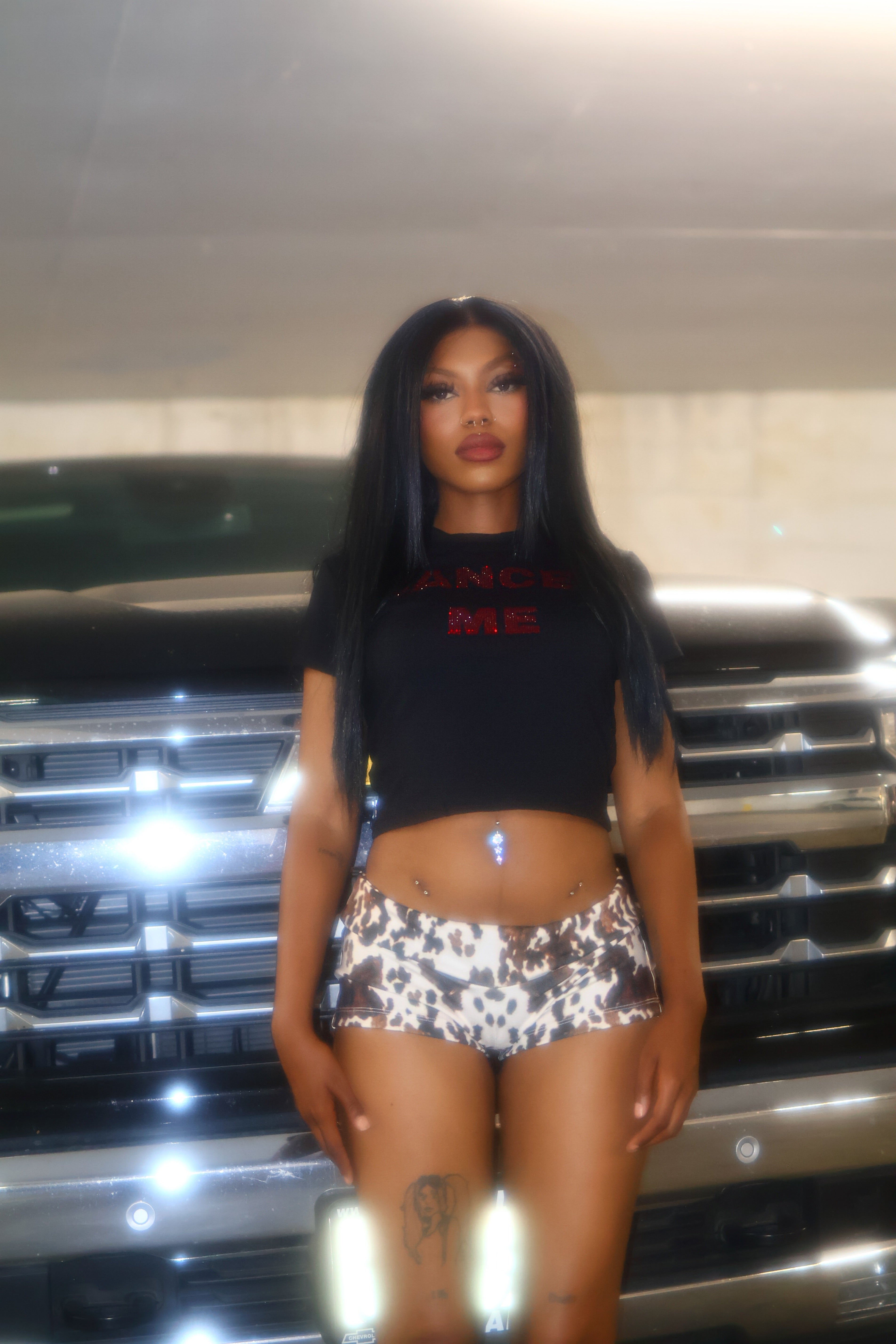 Cowhide micro shorts hotpants streetwear