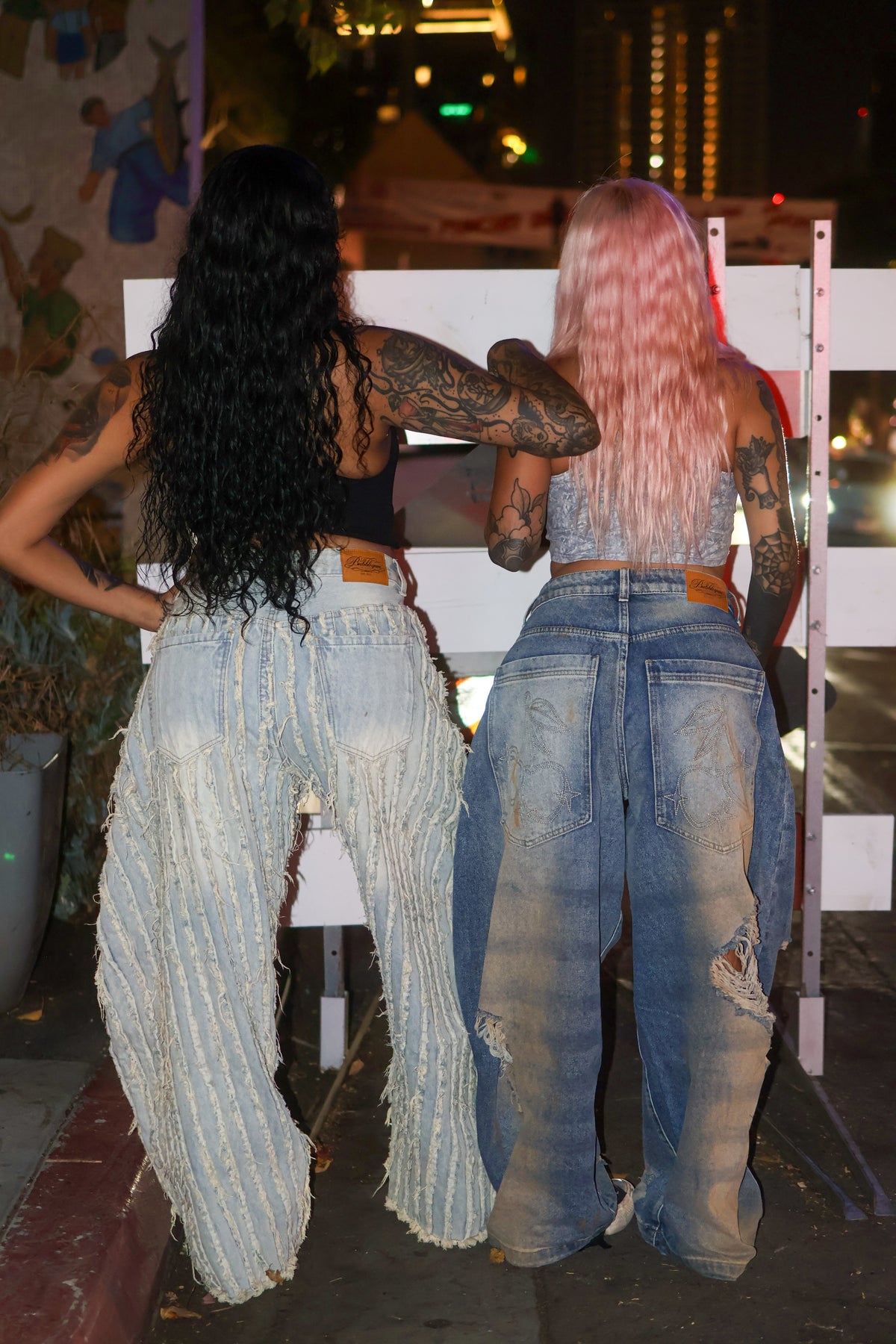 Cherry bottom jeans baggy distressed denim