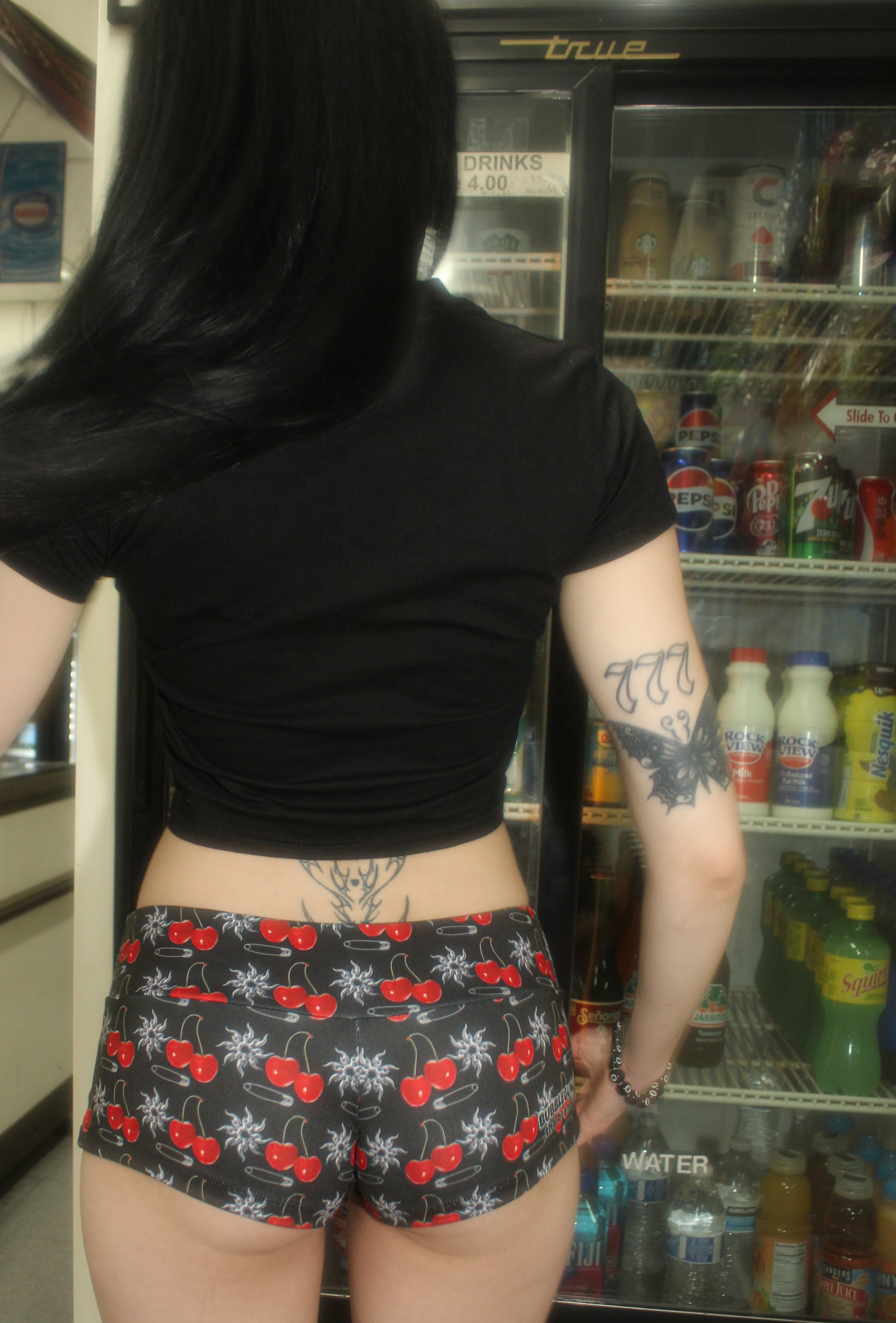 Cherry tribal micro shorts hotpants streetwear