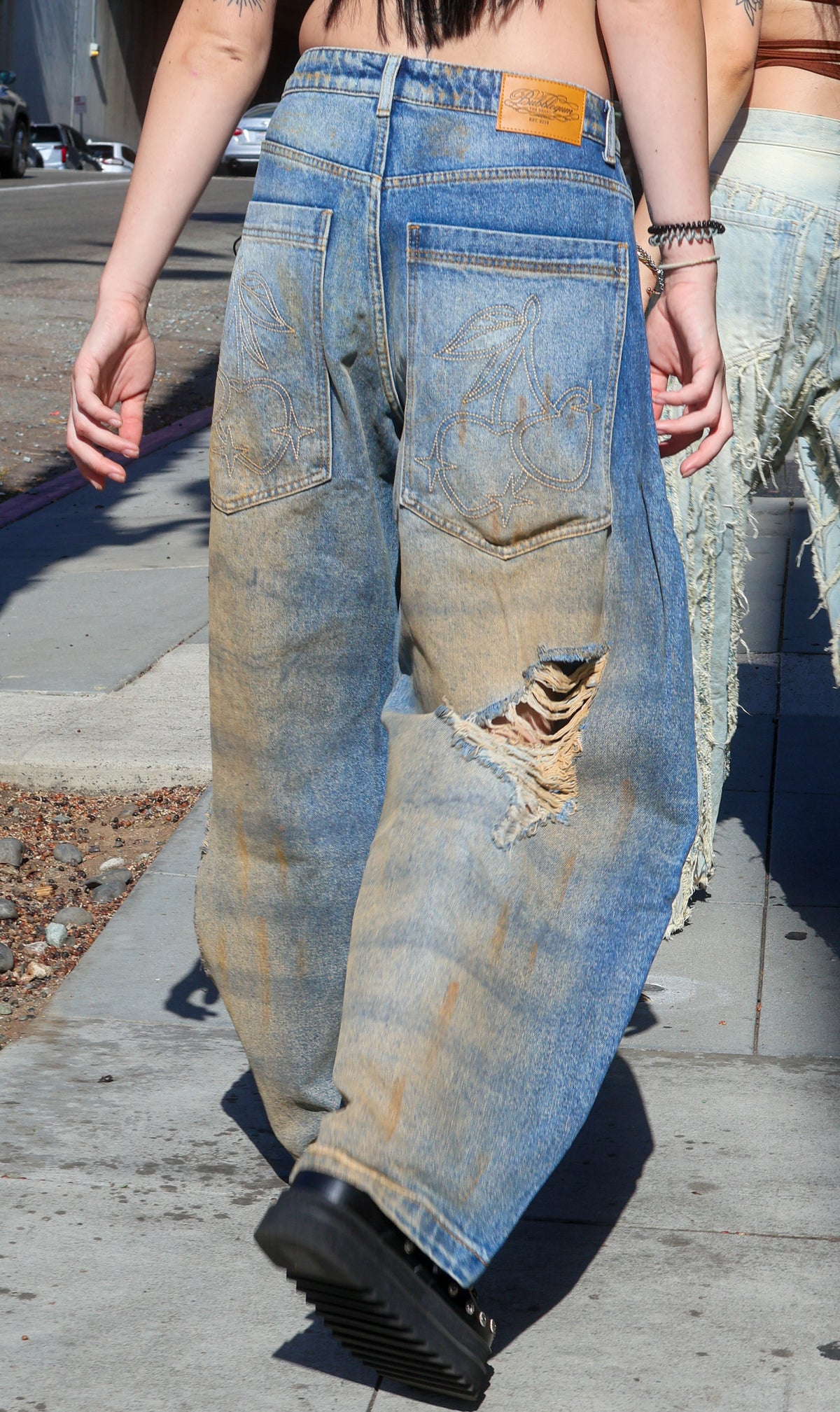 Cherry bottom jeans baggy distressed denim