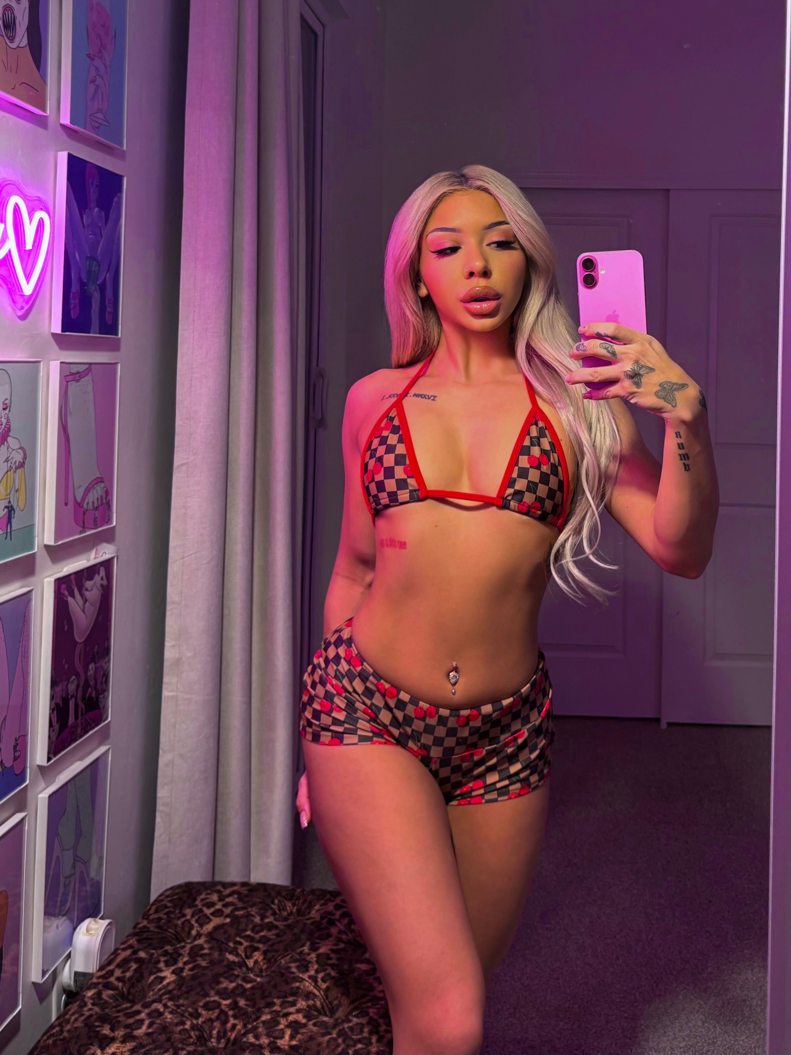 Chocolate cherry shorts set